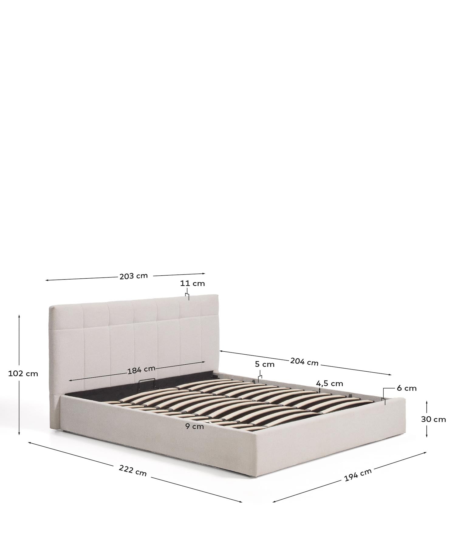 Bett mit klappbarem Bettkasten Darnela in moosgrüner Chenille für Matratzen 180 x 200 cm in Beige präsentiert im Onlineshop von KAQTU Design AG. Bett ist von Kave Home