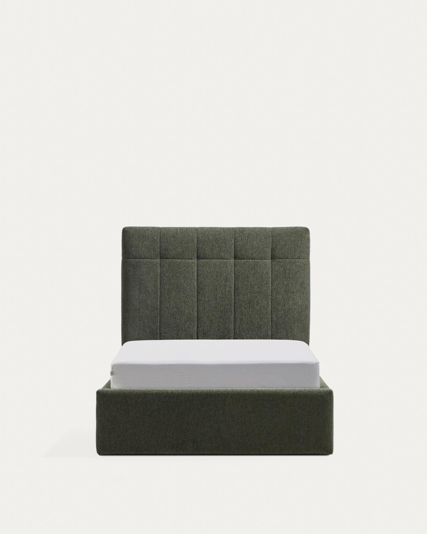 Bett mit klappbarem Bettkasten Darnela in moosgrüner Chenille für Matratzen 90 x 200 cm in Grün präsentiert im Onlineshop von KAQTU Design AG. Bett ist von Kave Home