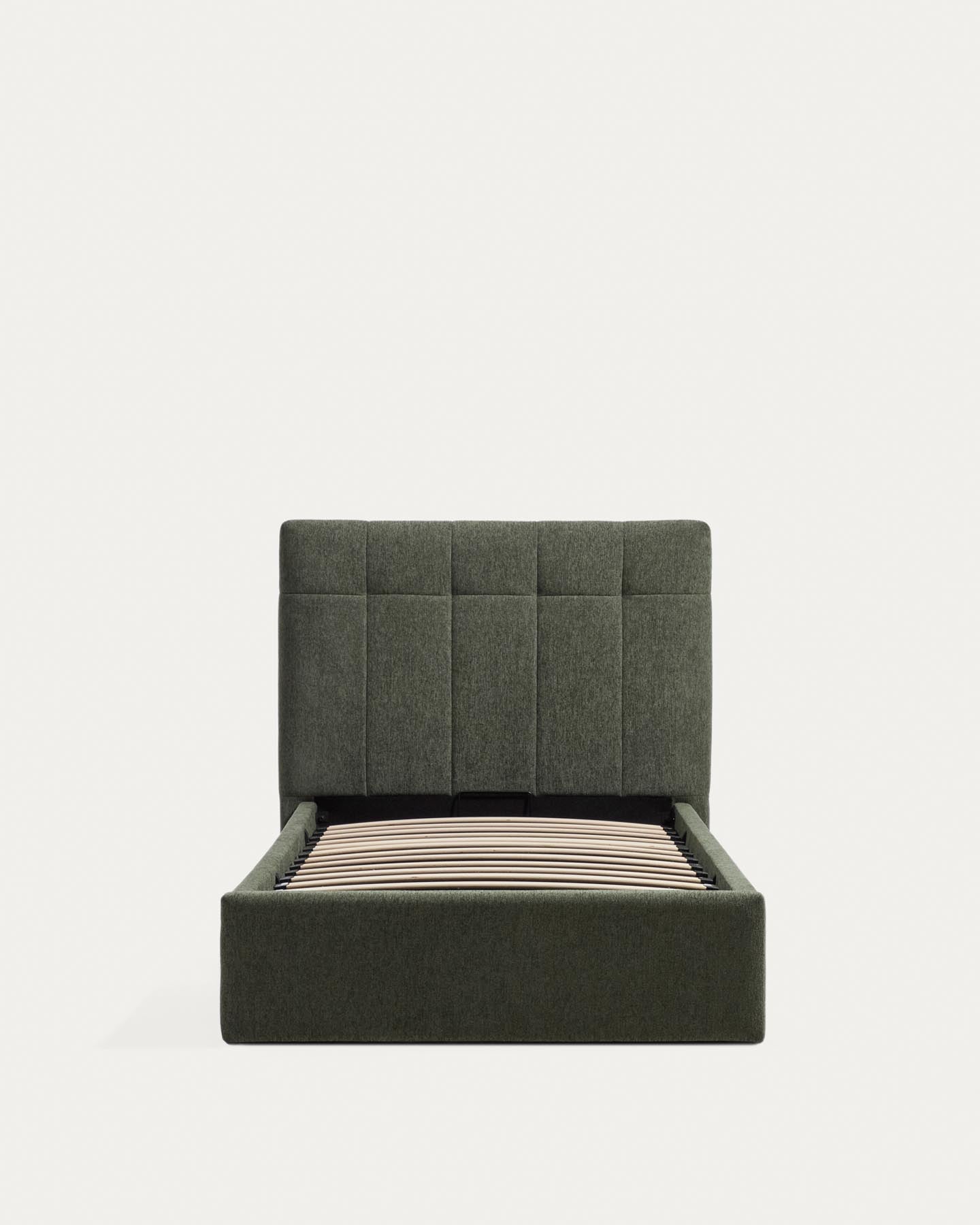 Bett mit klappbarem Bettkasten Darnela in moosgrüner Chenille für Matratzen 90 x 200 cm in Grün präsentiert im Onlineshop von KAQTU Design AG. Bett ist von Kave Home