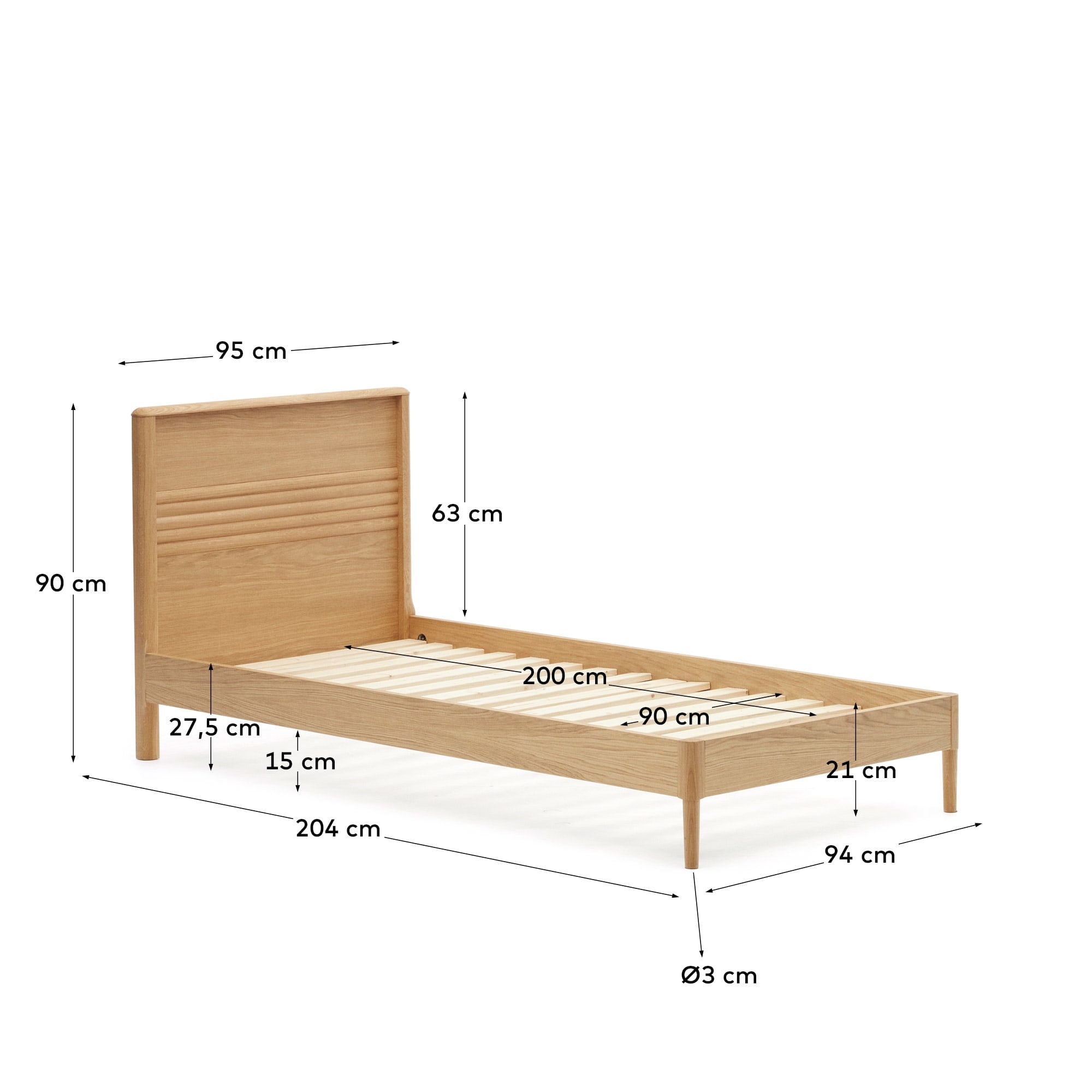 Entdecken Sie das Lenon Bett von Kave Home: Hochwertiges Eichenholz, FSC-zertifiziert, modernes Design und optimaler Komfort für Ihr Schlafzimmer.