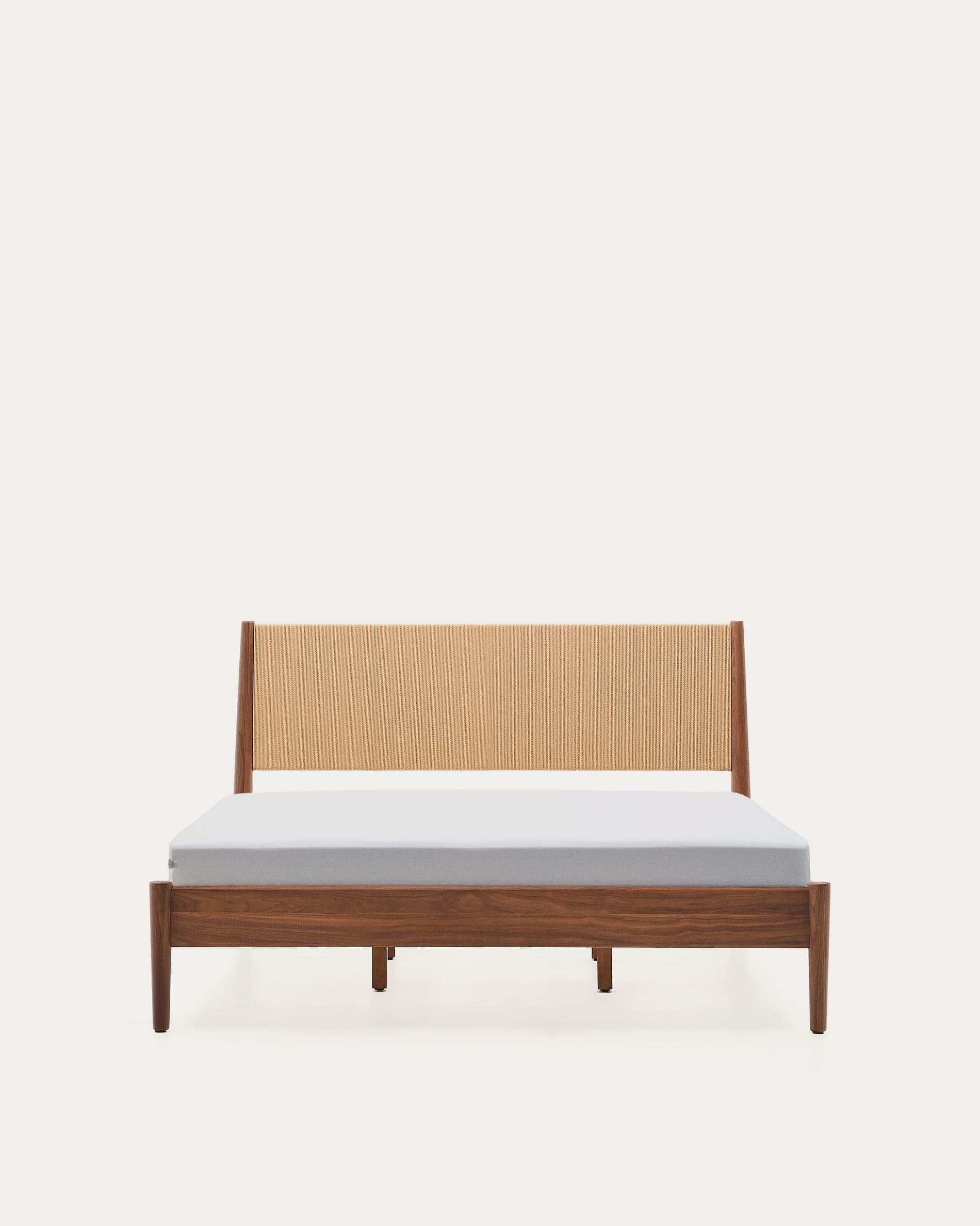 Bett Elan aus Furnier und massivem Walnussholz mit Seil Matratze 160 x 200 cm FSC Mix Cred