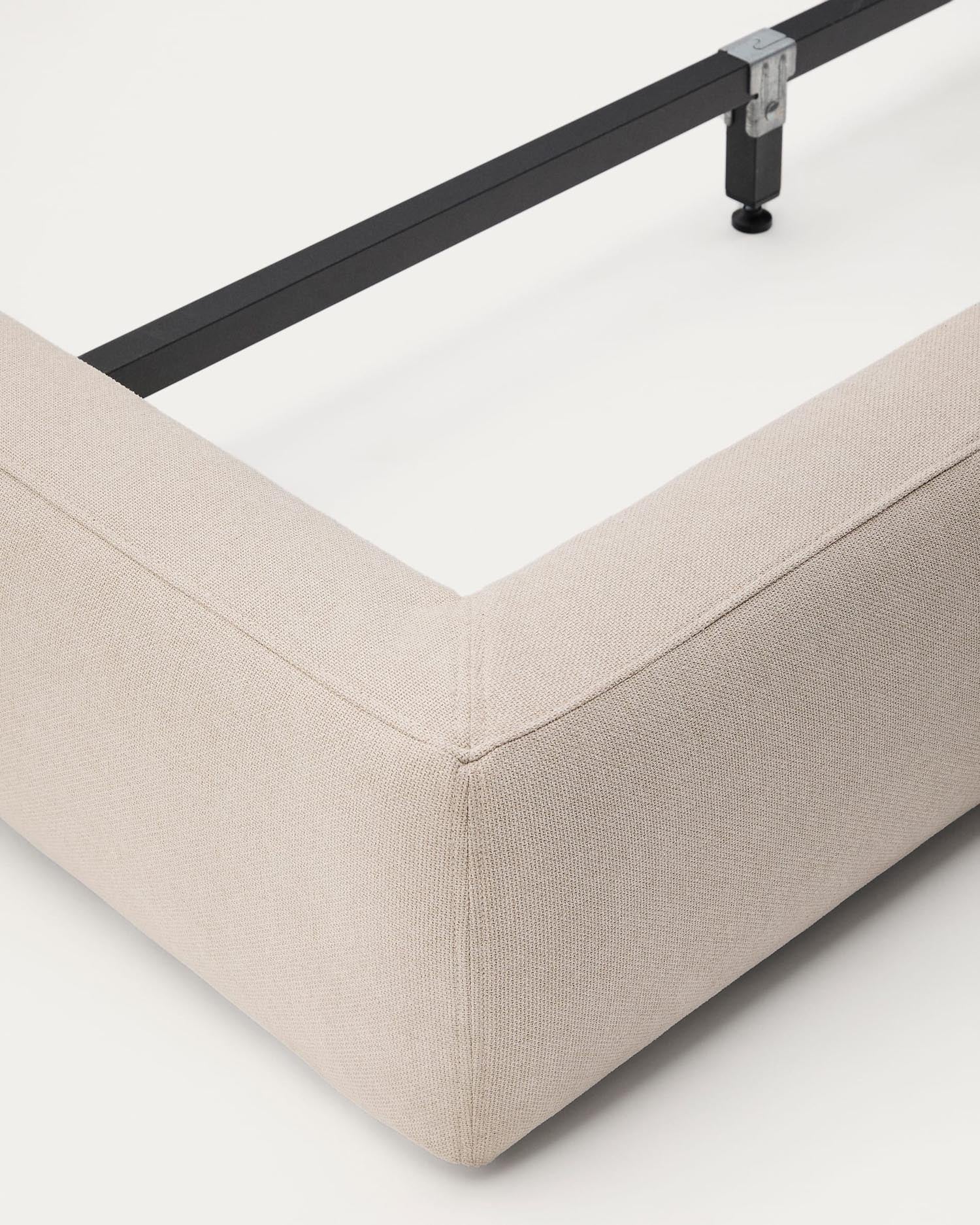 Beiges Bett Blok von Kave Home, nachhaltig und abziehbar, passend für 90x200 cm Matratzen, FSC-zertifiziert.