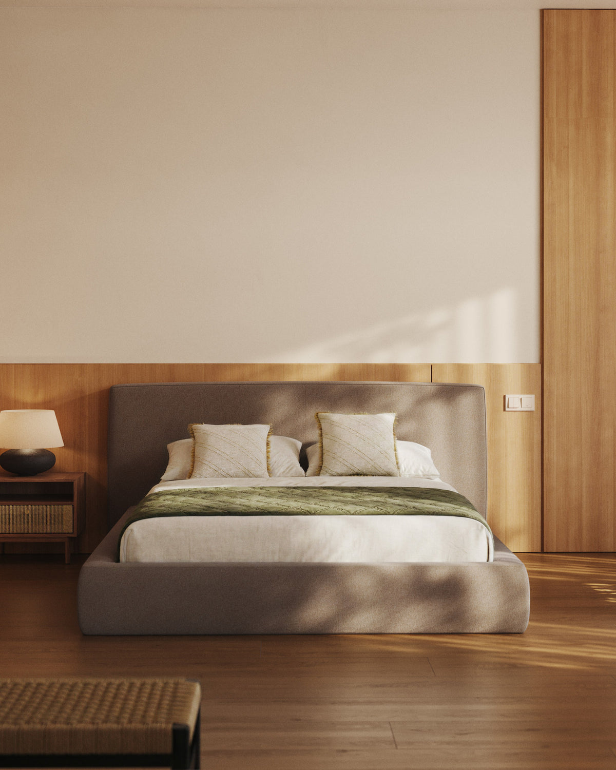 Abziehbares Bett Blok in Braun für Matratzengrösse 160 x 200 cm, FSC Mix Credit in Hellbraun präsentiert im Onlineshop von KAQTU Design AG. Bett ist von Kave Home