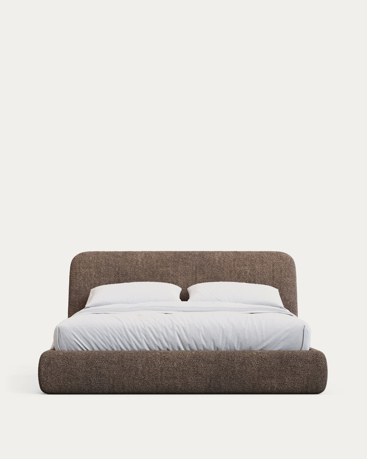 Abziehbares Bett Martina mit braunem Lammfellimitat für Matratzengrösse 160 x 200 cm, FSC Mix Credit in Hellbraun präsentiert im Onlineshop von KAQTU Design AG. Bett ist von Kave Home