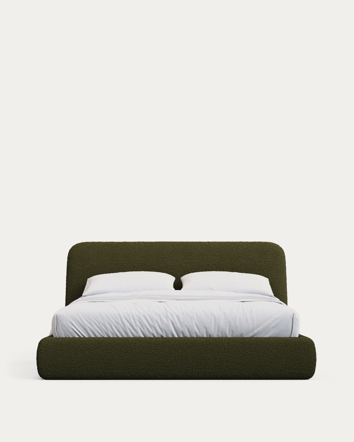 Abziehbares Bett Martina mit dunkelgrünem Lammfellimitat für Matratzengrösse 180 x 200 cm, FSC Mix Credit in Dunkelgrün präsentiert im Onlineshop von KAQTU Design AG. Bett ist von Kave Home