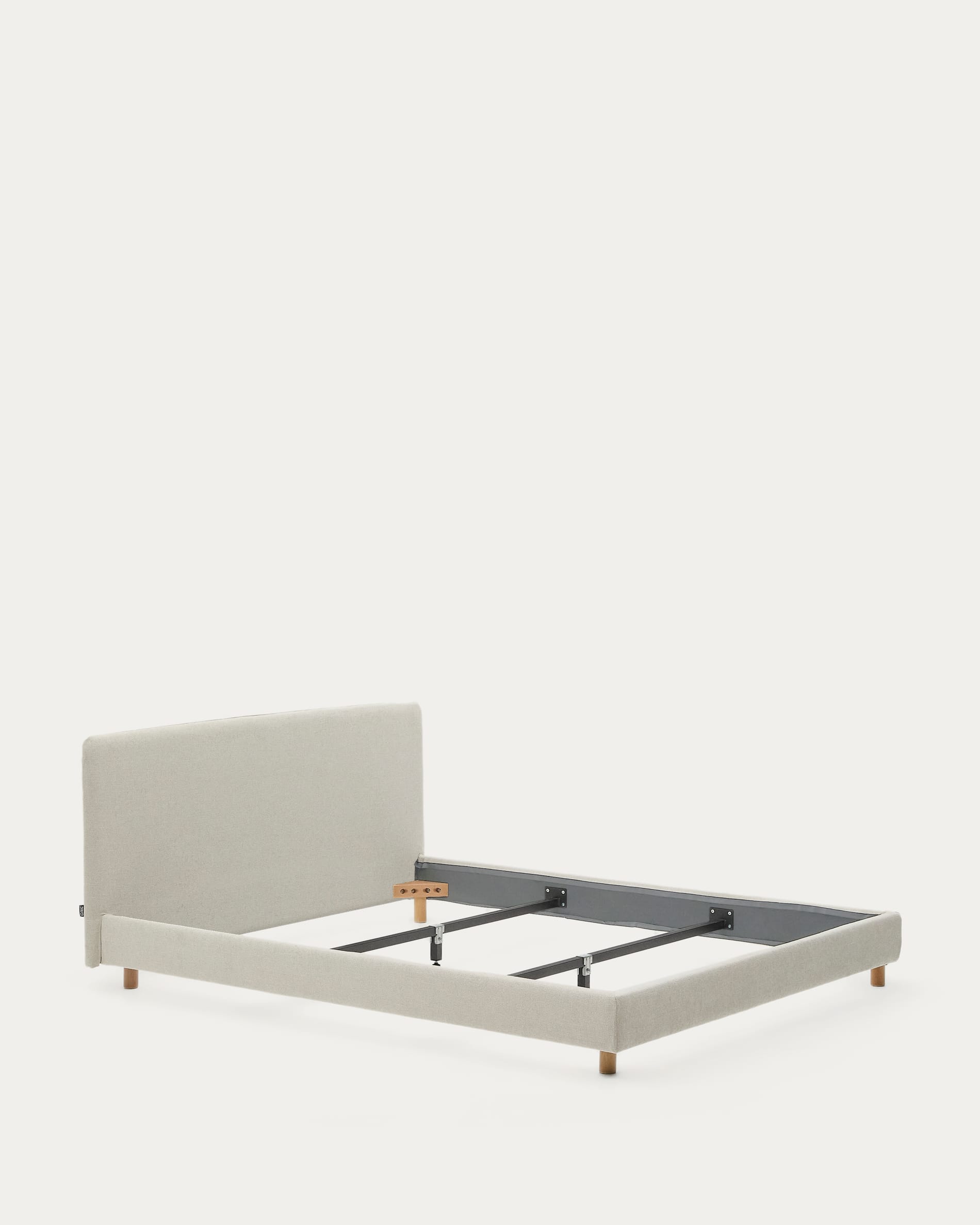 Elegantes Valma Bett: Minimalistisches Design, perlfarbene Chenille, stabile Buchenholzbeine, abziehbar, 160x200 cm.