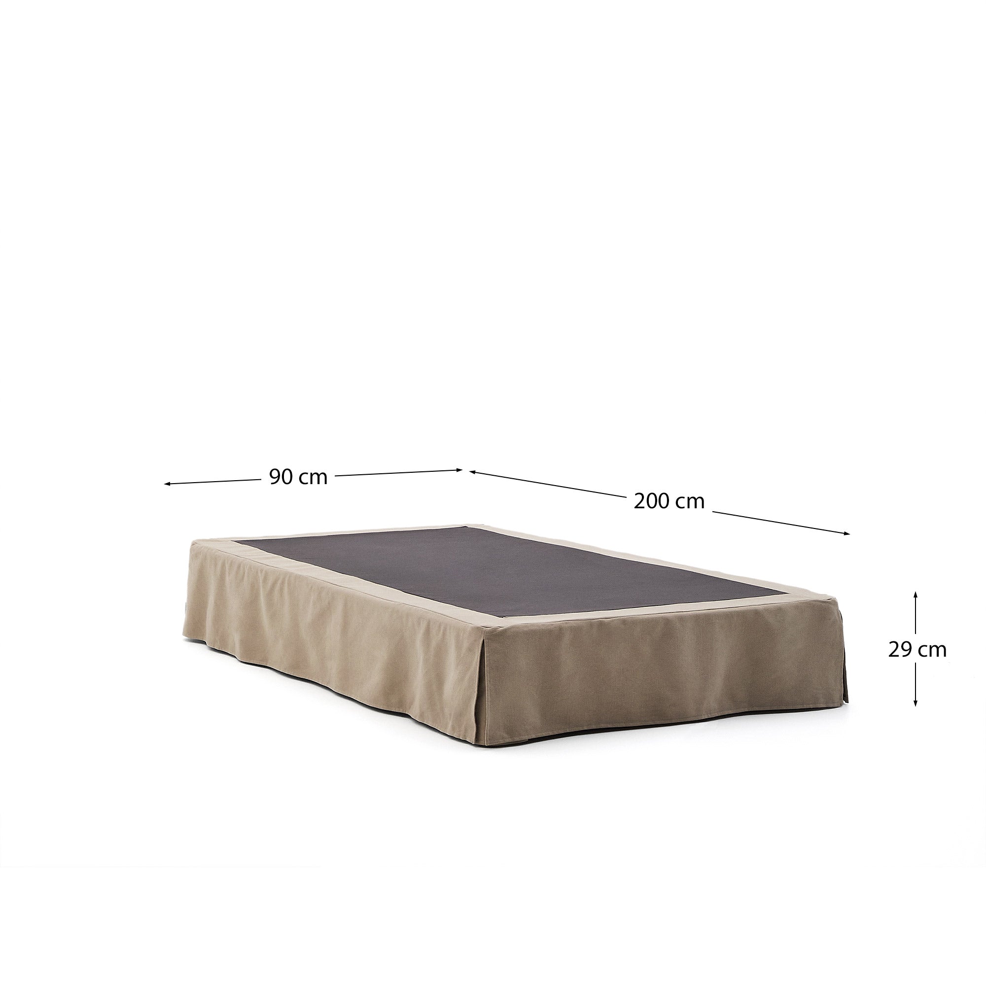 Bettgestell mit abnehmbarem Bezug Jaira aus Leinen und Baumwolle taupe für eine Matratze von 90 x 200 cm   in Taupe präsentiert im Onlineshop von KAQTU Design AG. Bett ist von Kave Home