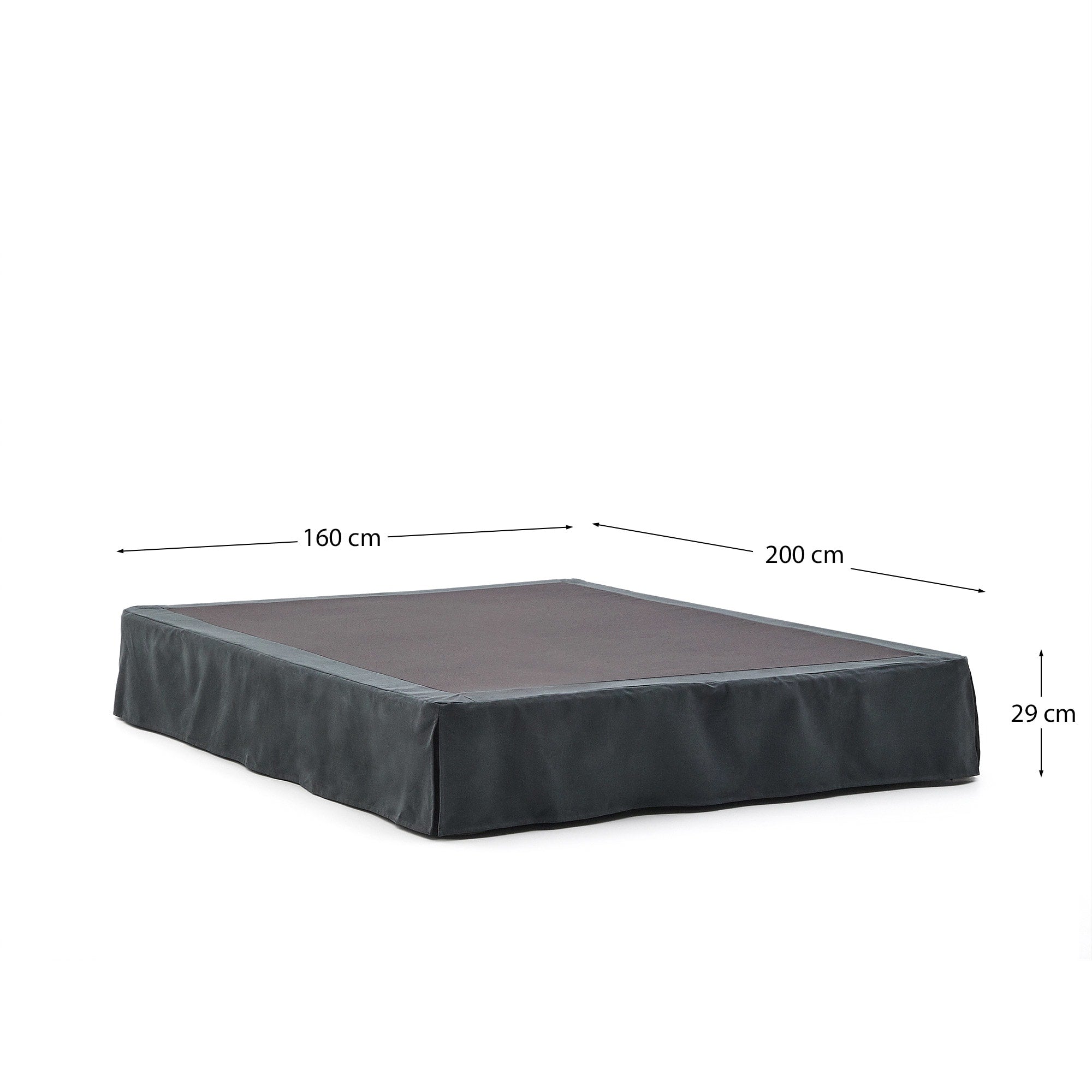 Elegantes Bettgestell Jaira in anthrazitgrau, aus hochwertigem Leinen und Baumwolle. Abnehmbarer Bezug für mühelose Reinigung, perfekt für 160x200 cm Matratzen.