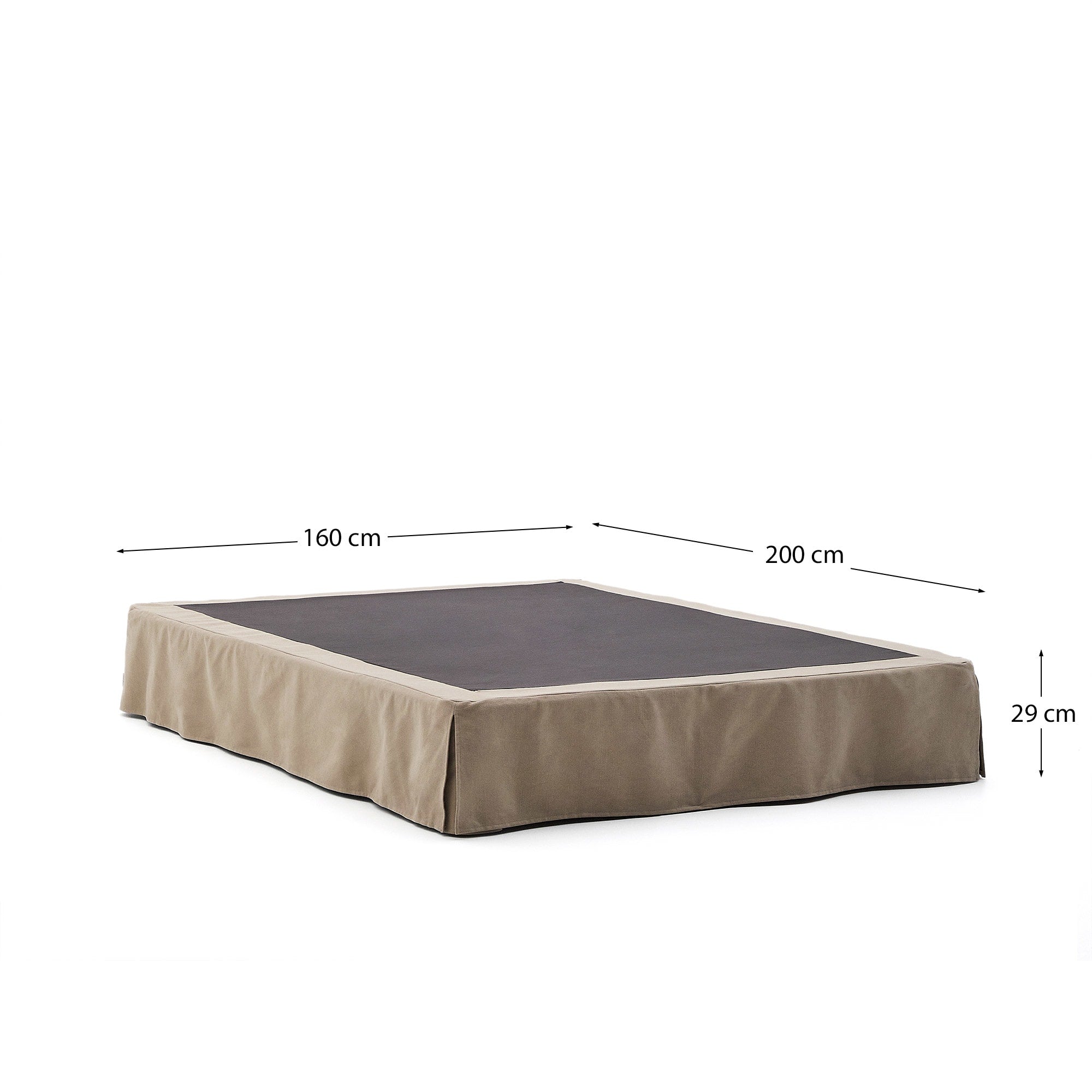 Elegantes Bettgestell Jaira in taupe, aus langlebigem Leinen und Baumwolle. Abnehmbarer Bezug für einfache Reinigung und stilvolle Anpassungen.
