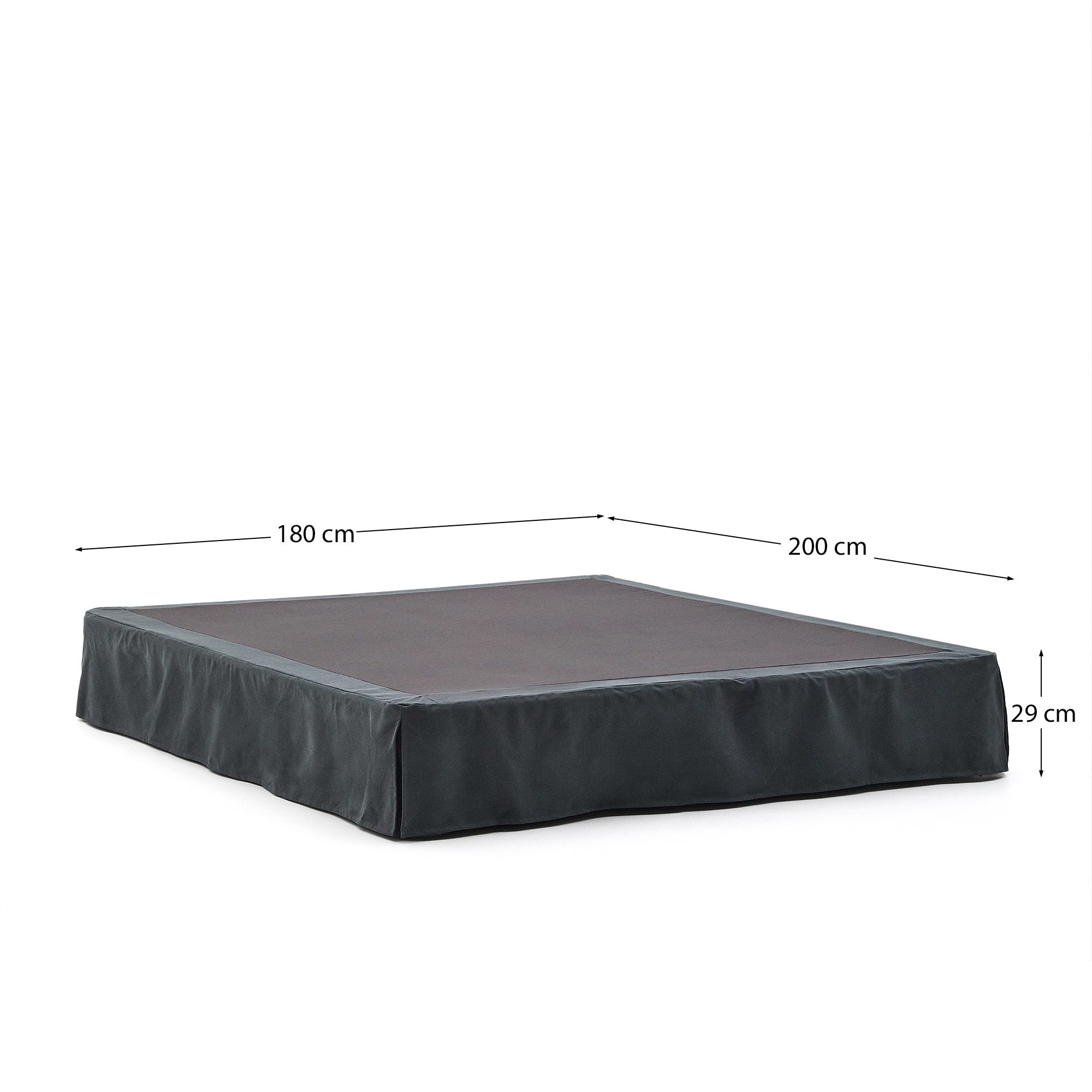 Elegantes Bettgestell Jaira in anthrazitgrau, aus atmungsaktivem Leinen und Baumwolle. Abnehmbarer Bezug für mühelose Reinigung, perfekt für 180x200 cm Matratzen.