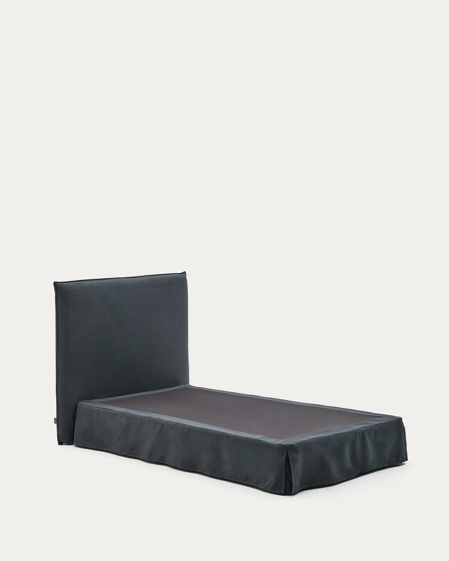 Anthrazitgrauer Bettbezug aus Leinen und Baumwolle, ideal für 90x200 cm Matratzen, stilvoll und hochwertig von Kave Home.