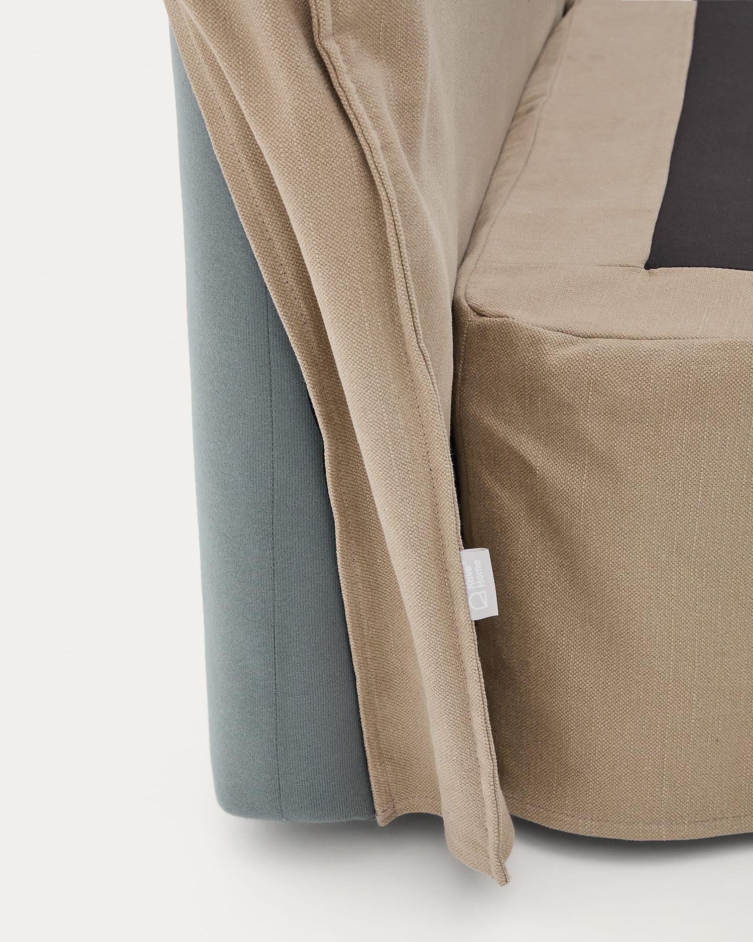 Stilvoller Kopfteilbezug Jaira aus Leinen und Baumwolle in Taupe, ideal für 160 cm Betten, von Kave Home.