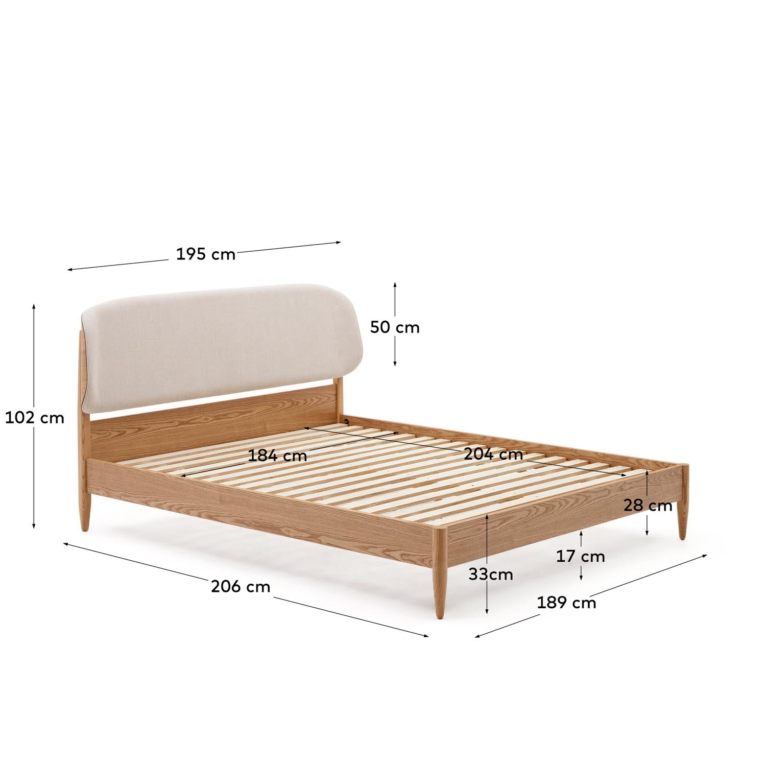 Entdecke das stilvolle Octavia Bett aus hochwertigem Eschenfurnier mit elegantem, gepolstertem Kopfteil. Ideal für modernes Schlafzimmerdesign.