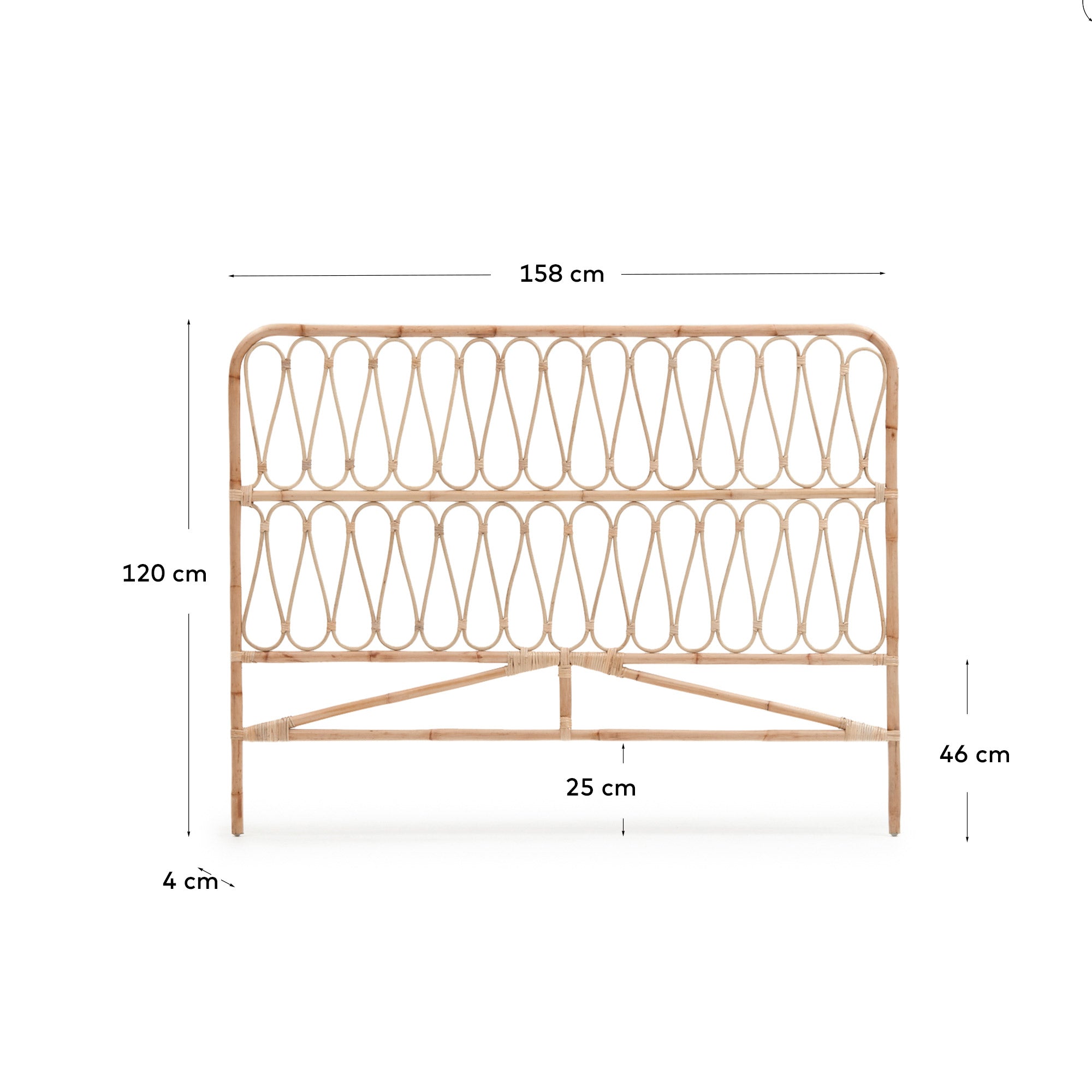 Stilvolles Bettkopfteil aus Rattan von Kave Home, 150 cm, mit natürlichem Finish. Perfekt für ein gemütliches und nachhaltiges Schlafzimmer.