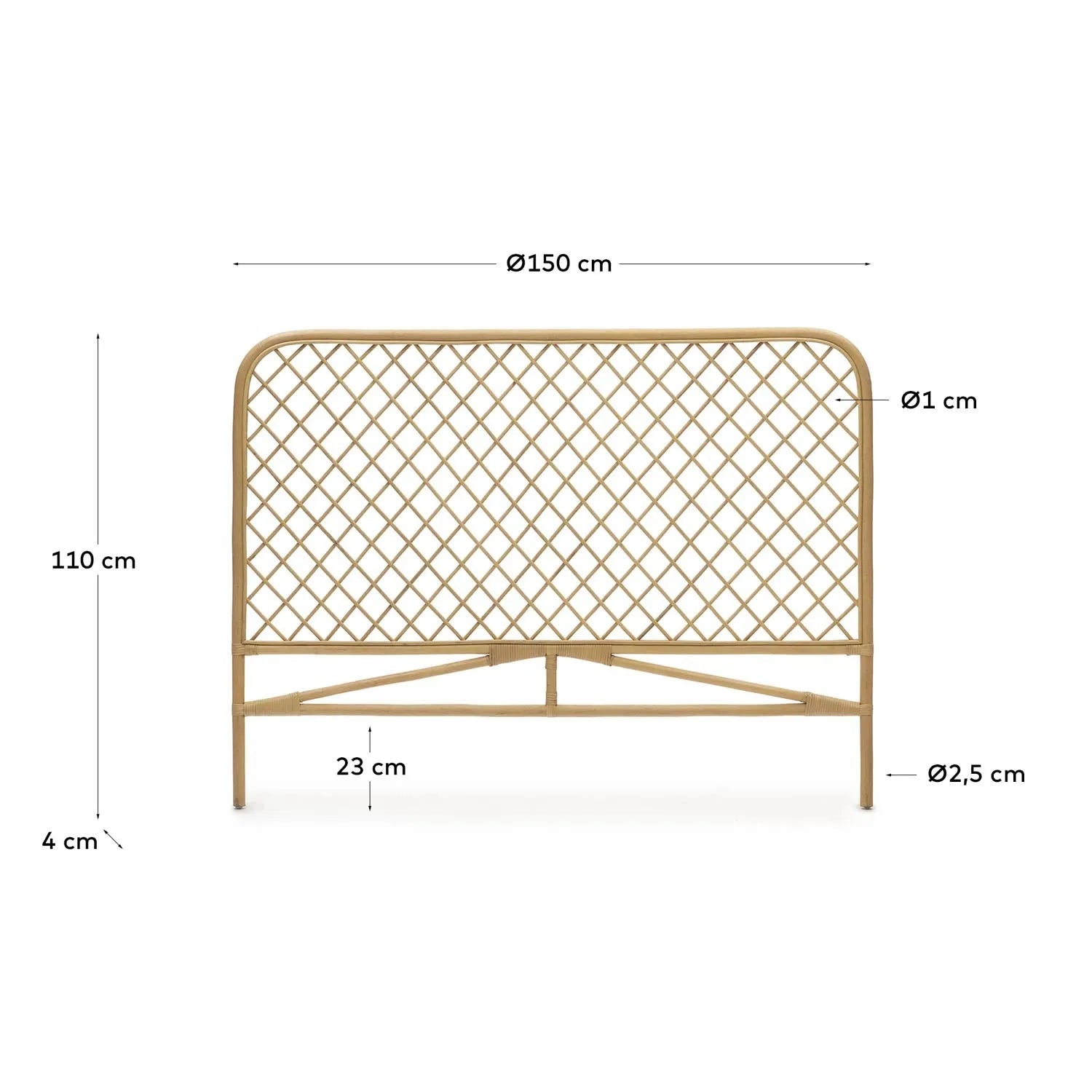 Elegantes Rattan-Kopfteil von Kave Home, 150 cm, für ein natürliches und stilvolles Schlafzimmer.