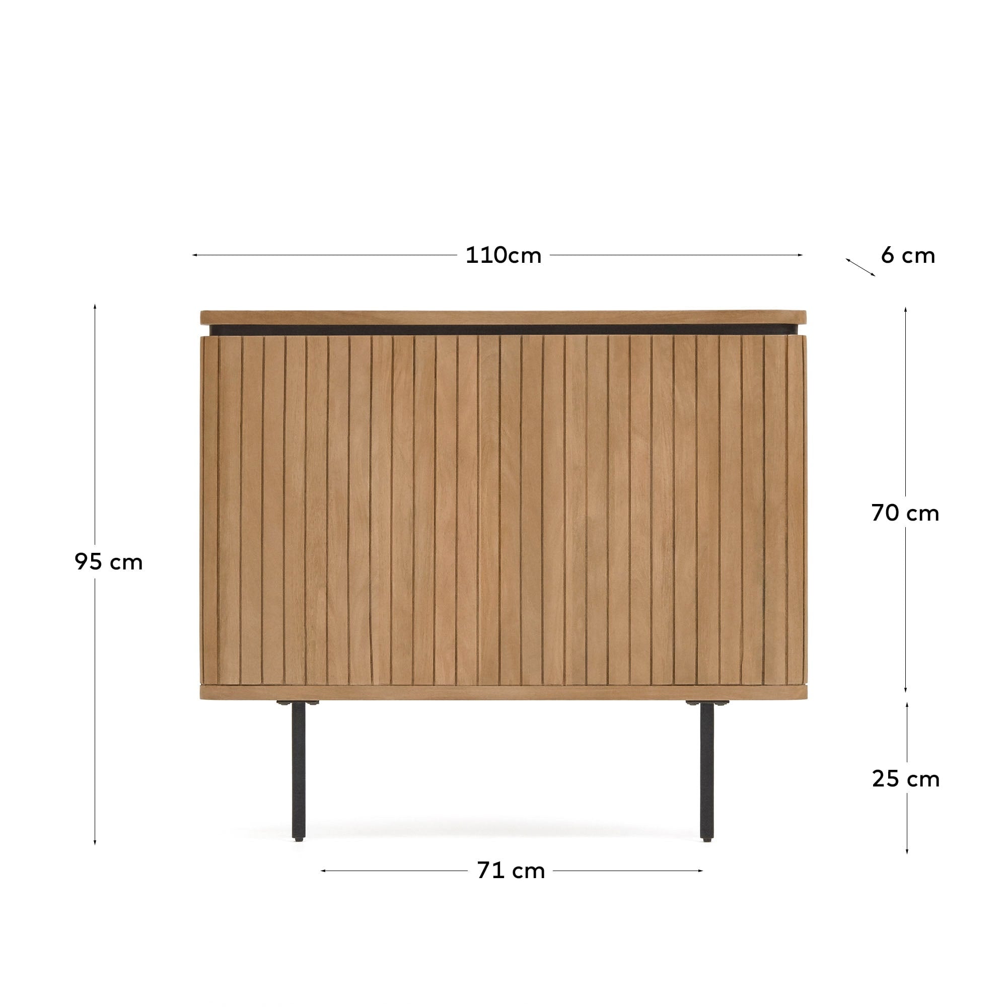 Elegantes Kopfteil aus Mangoholz und schwarzem Metall, das Stil und Funktionalität für Ihr 90 cm Bett vereint.