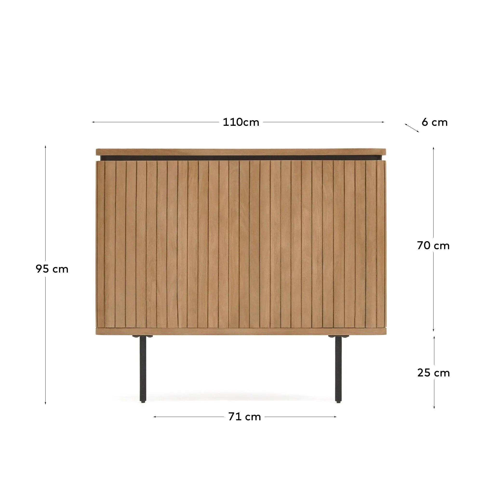 Elegantes Kopfteil aus Mangoholz und schwarzem Metall, das Stil und Funktionalität für Ihr 90 cm Bett vereint.