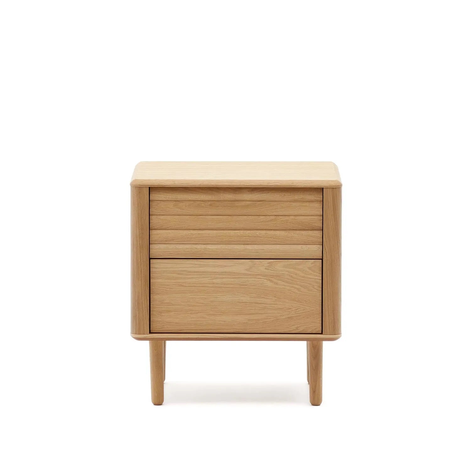 Lenon Nachttisch 2 Schubladen aus Holz und Eichenfurnier 50 x 55 cm FSC MIX Credit in Natur präsentiert im Onlineshop von KAQTU Design AG. Nachttisch ist von Kave Home