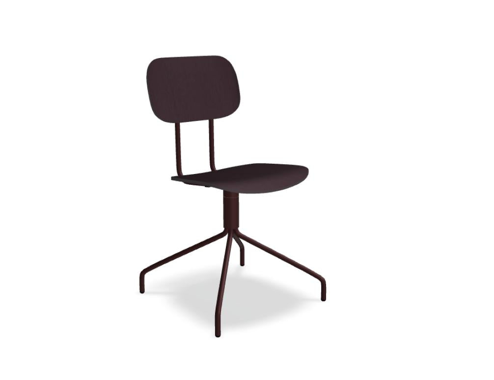 New School N1N07 - Stuhl aus Sperrholz mit Drehgestell in Rot präsentiert im Onlineshop von KAQTU Design AG. Drehstuhl ist von Mdd
