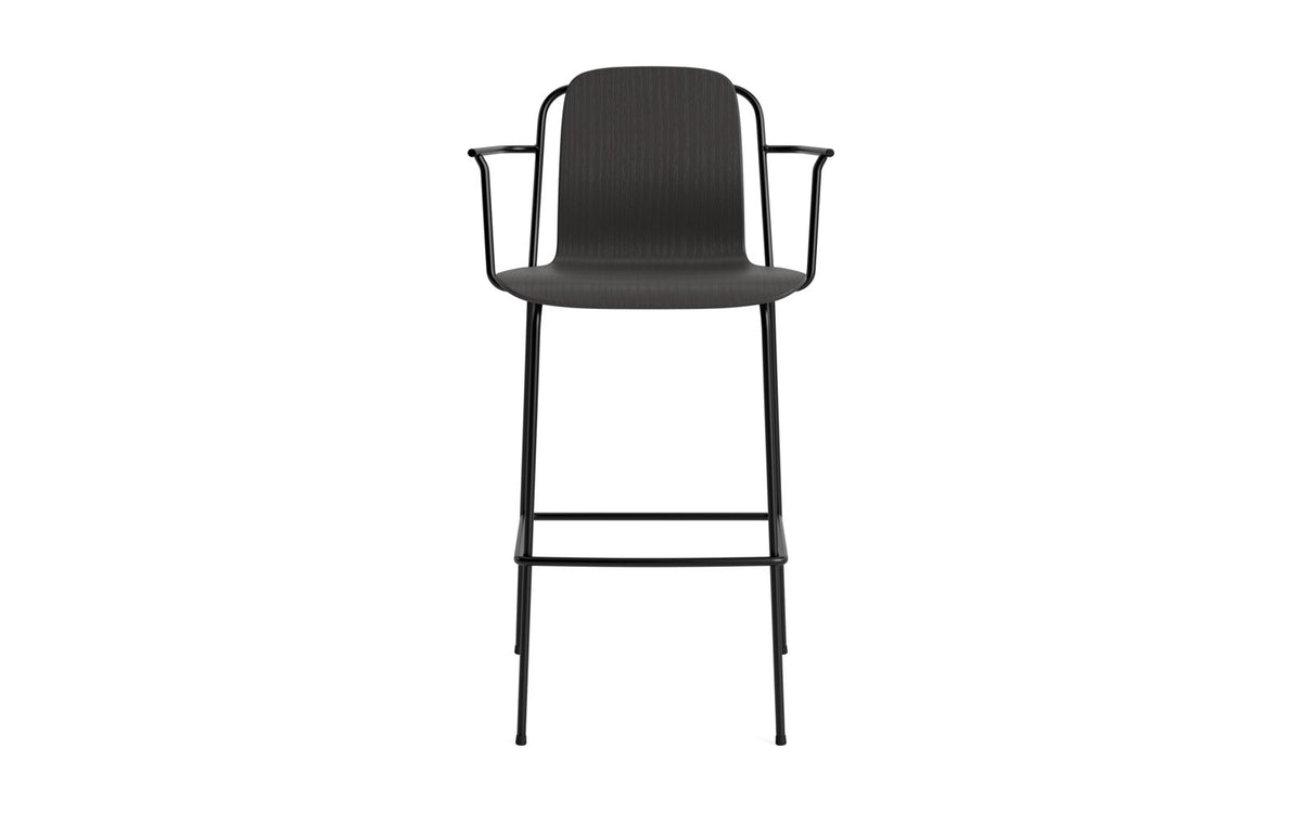 Studio Barstuhl mit Armlehne 75 cm schwarzes Stahl/ schwarz in Schwarz präsentiert im Onlineshop von KAQTU Design AG. Barhocker ist von Normann Copenhagen