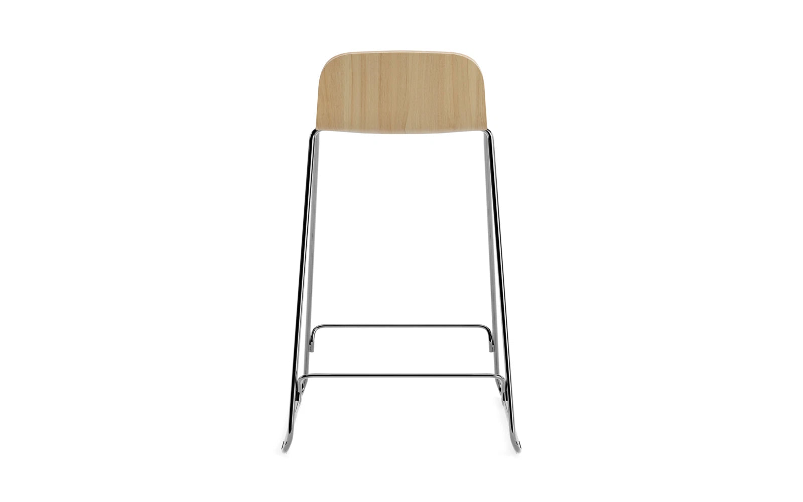 Just Barhocker mit Lehne 65 cm. Eiche/Chrom in  präsentiert im Onlineshop von KAQTU Design AG. Barstuhl ist von Normann Copenhagen