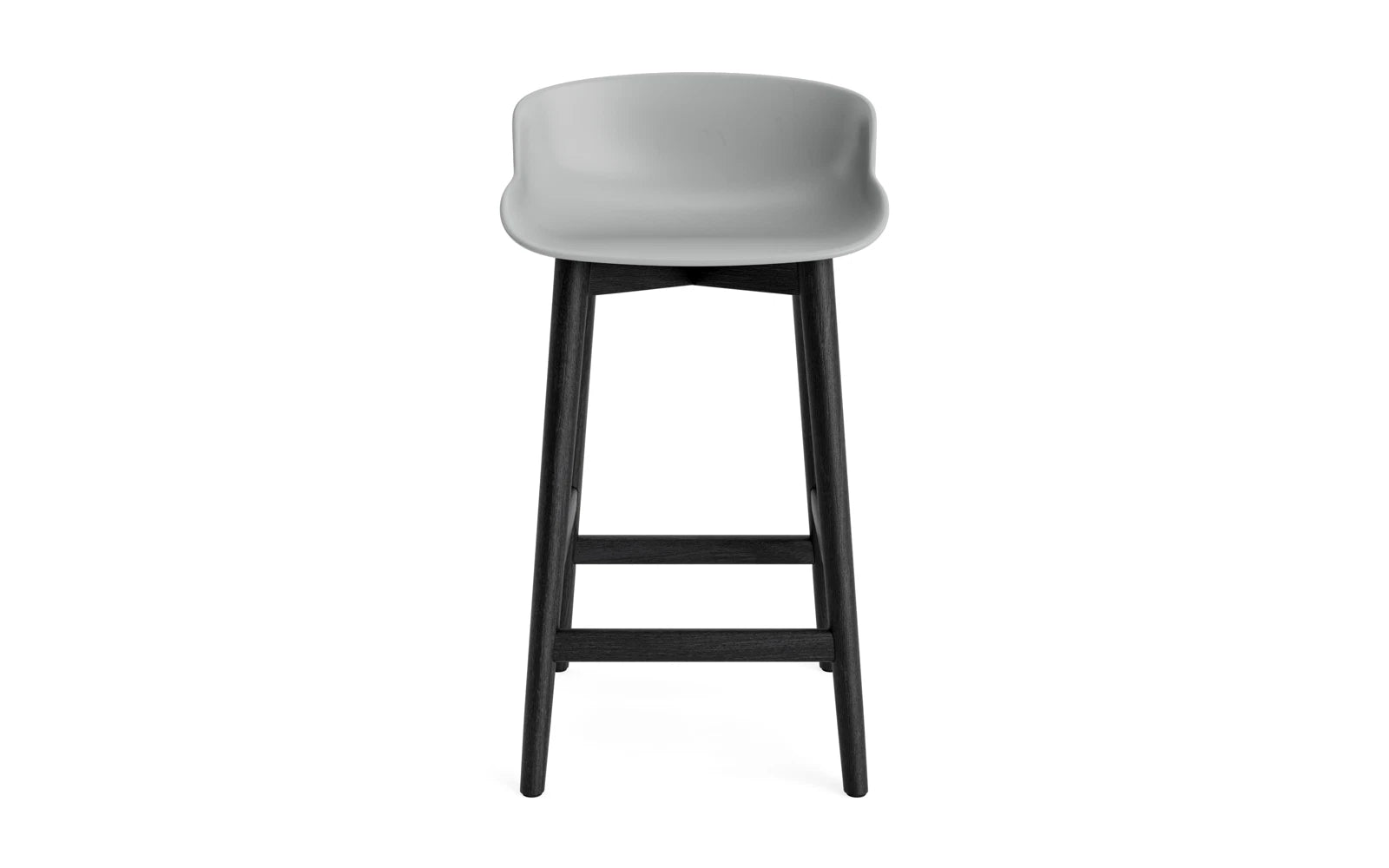 Moderner Hyg Barhocker 65 cm aus schwarzer Eiche mit grauer Sitzfläche von Normann Copenhagen. Perfekt für gemütliche Ess- und Lounge-Bereiche.