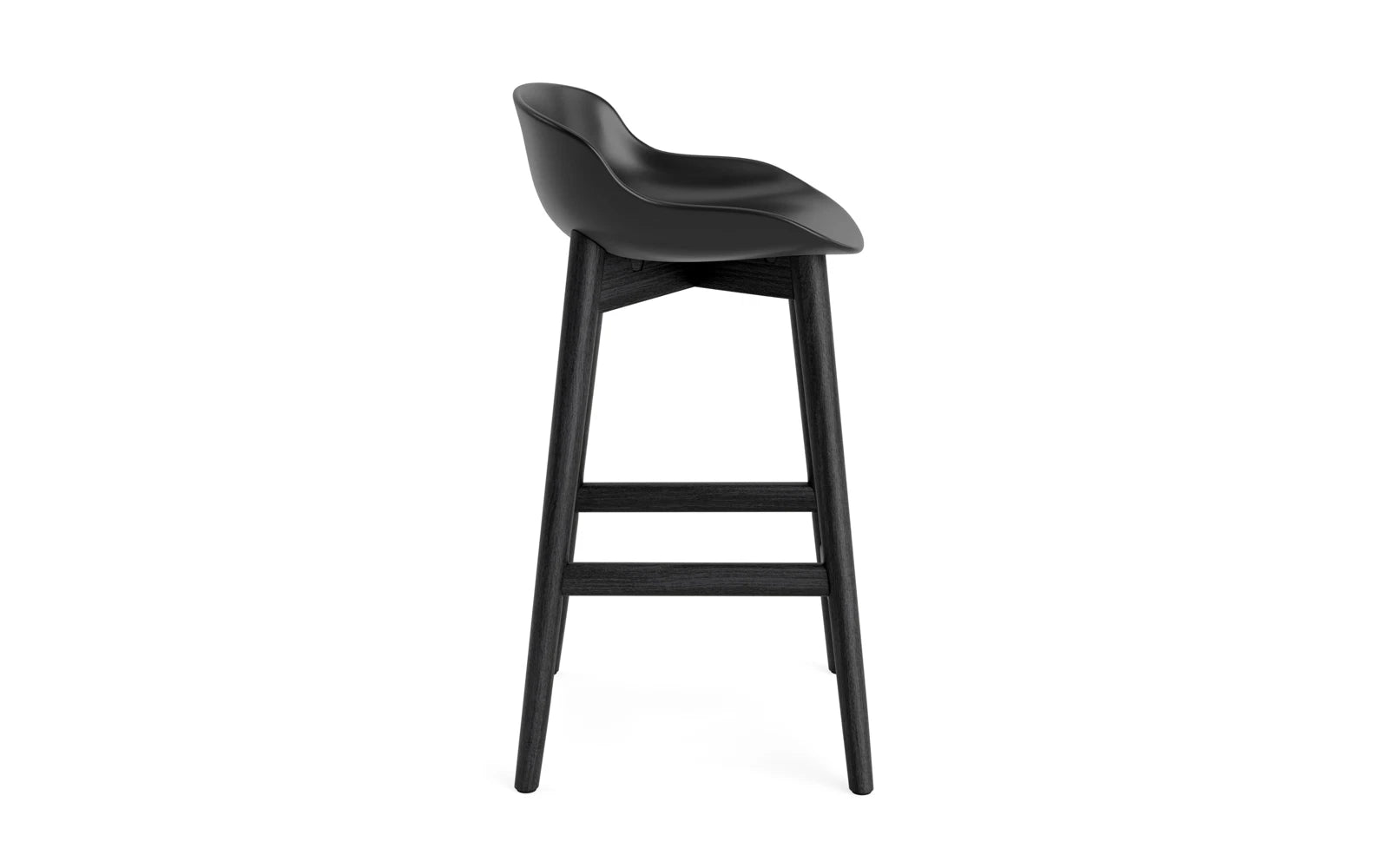 Hyg Barhocker 65 cm Schwarze Eiche/Schwarz in  präsentiert im Onlineshop von KAQTU Design AG. Barstuhl ist von Normann Copenhagen
