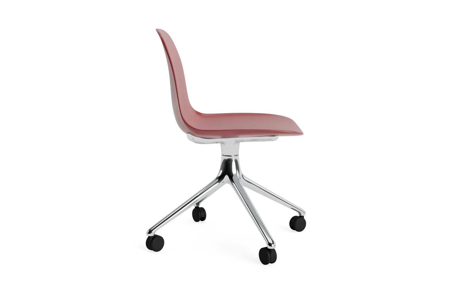 Form Drehstuhl 4W Aluminium/rot in  präsentiert im Onlineshop von KAQTU Design AG. Drehstuhl ist von Normann Copenhagen