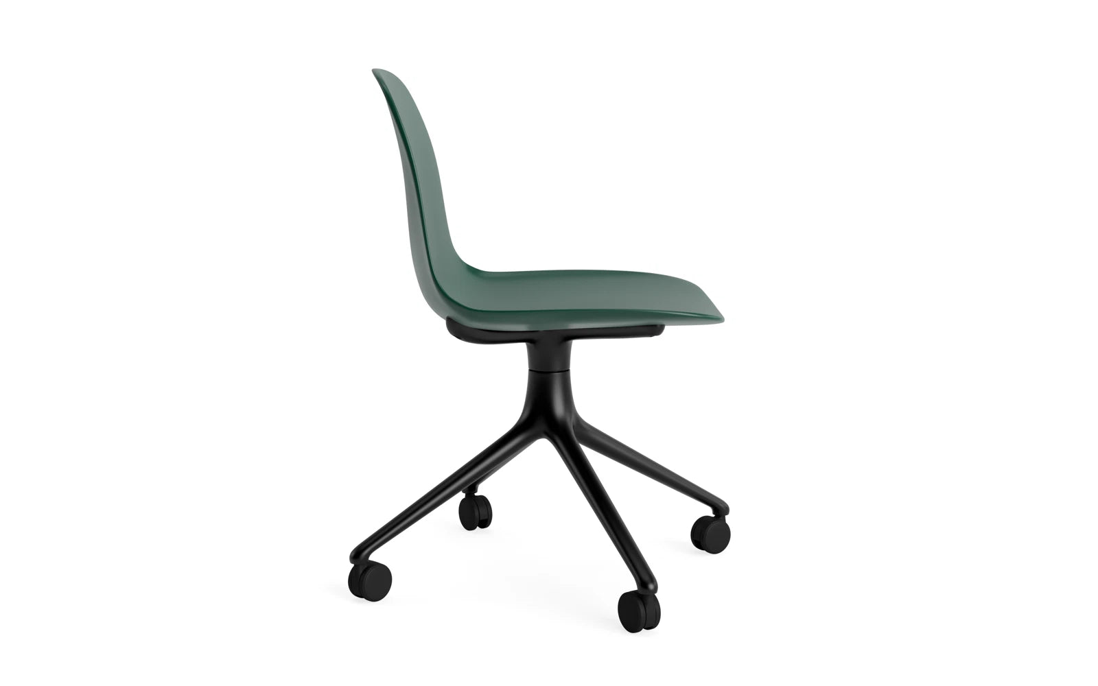 Form Drehstuhl 4W schwarzes Aluminium/grün in  präsentiert im Onlineshop von KAQTU Design AG. Drehstuhl ist von Normann Copenhagen