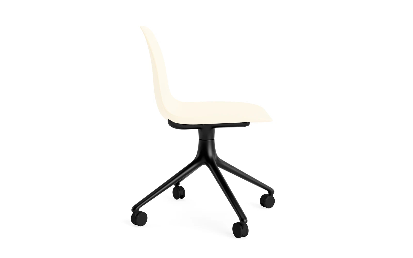 Form Drehstuhl 4W schwarzes Aluminium/Creme in  präsentiert im Onlineshop von KAQTU Design AG. Drehstuhl ist von Normann Copenhagen