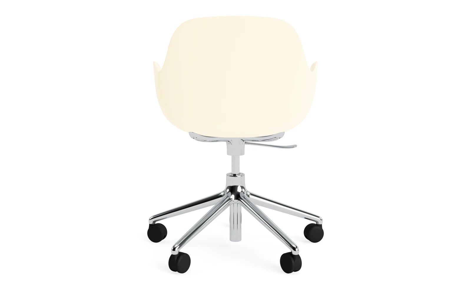 Erleben Sie den Form Drehsessel in Creme/Aluminium von Normann Copenhagen – ein stilvolles Möbelstück, das Funktionalität und Eleganz vereint.