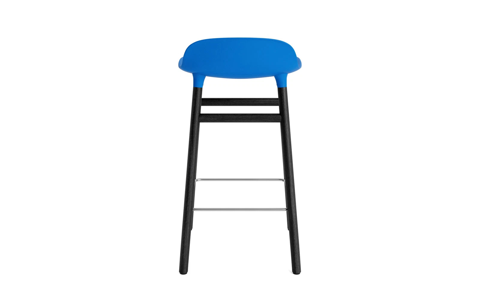 Erleben Sie den Form Barstuhl 65 cm in lebhaftem Blau und edlem Schwarz von Normann Copenhagen – die perfekte Kombination aus Stil und Komfort!