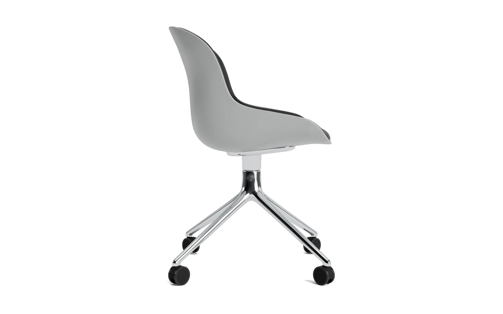 Hyg Drehstuhl 4W Frontpolster Aluminium Grau/Ultra in Ultra 41599 präsentiert im Onlineshop von KAQTU Design AG. Drehstuhl ist von Normann Copenhagen