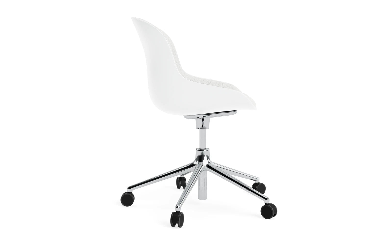 Hyg Drehsessel mit 5 Rollen Gas Lift Frontpolster Alu Weiss/Hallingdal in Hallingdal 110 präsentiert im Onlineshop von KAQTU Design AG. Sessel ist von Normann Copenhagen