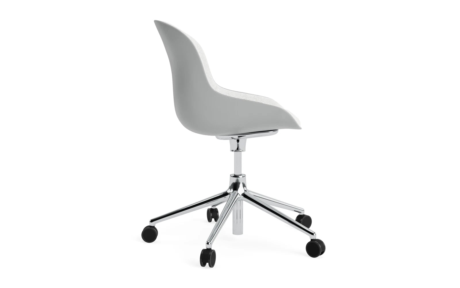 Hyg Drehsessel mit 5 Rollen Gas Lift Frontpolster Alu Grau/Hallingdal in Hallingdal 110 präsentiert im Onlineshop von KAQTU Design AG. Sessel ist von Normann Copenhagen