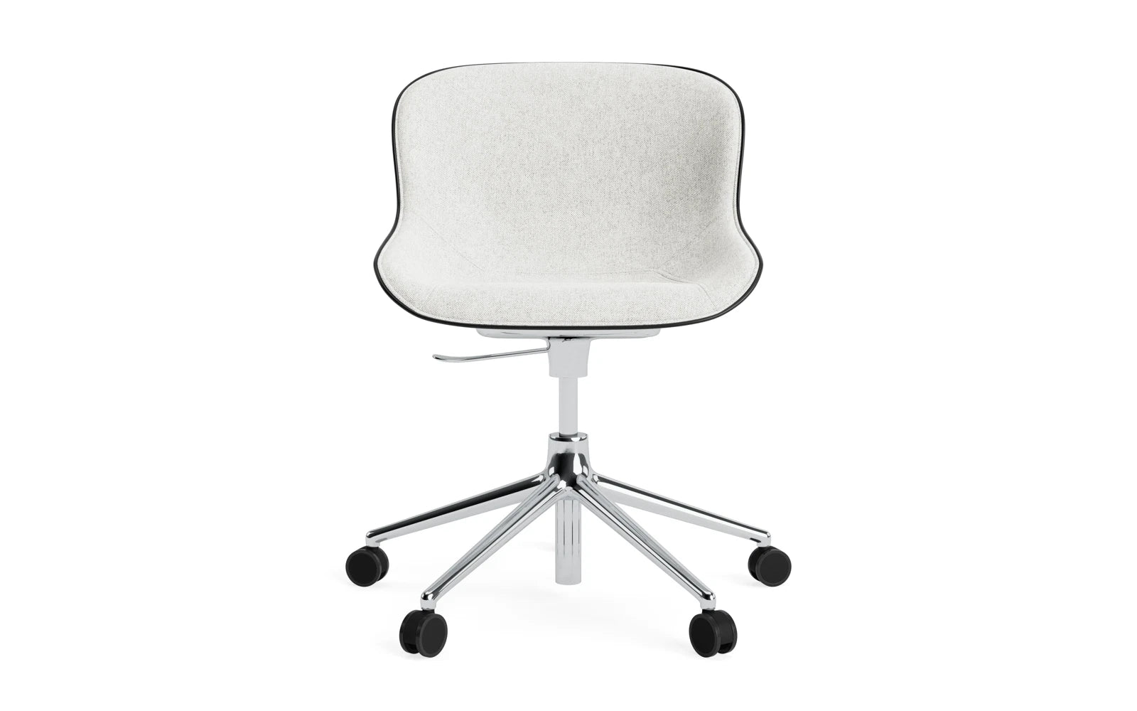Hyg Drehsessel mit 5 Rollen Gas Lift Frontpolster Alu Schwartz/Hallingdal in Hallingdal 110 präsentiert im Onlineshop von KAQTU Design AG. Sessel ist von Normann Copenhagen