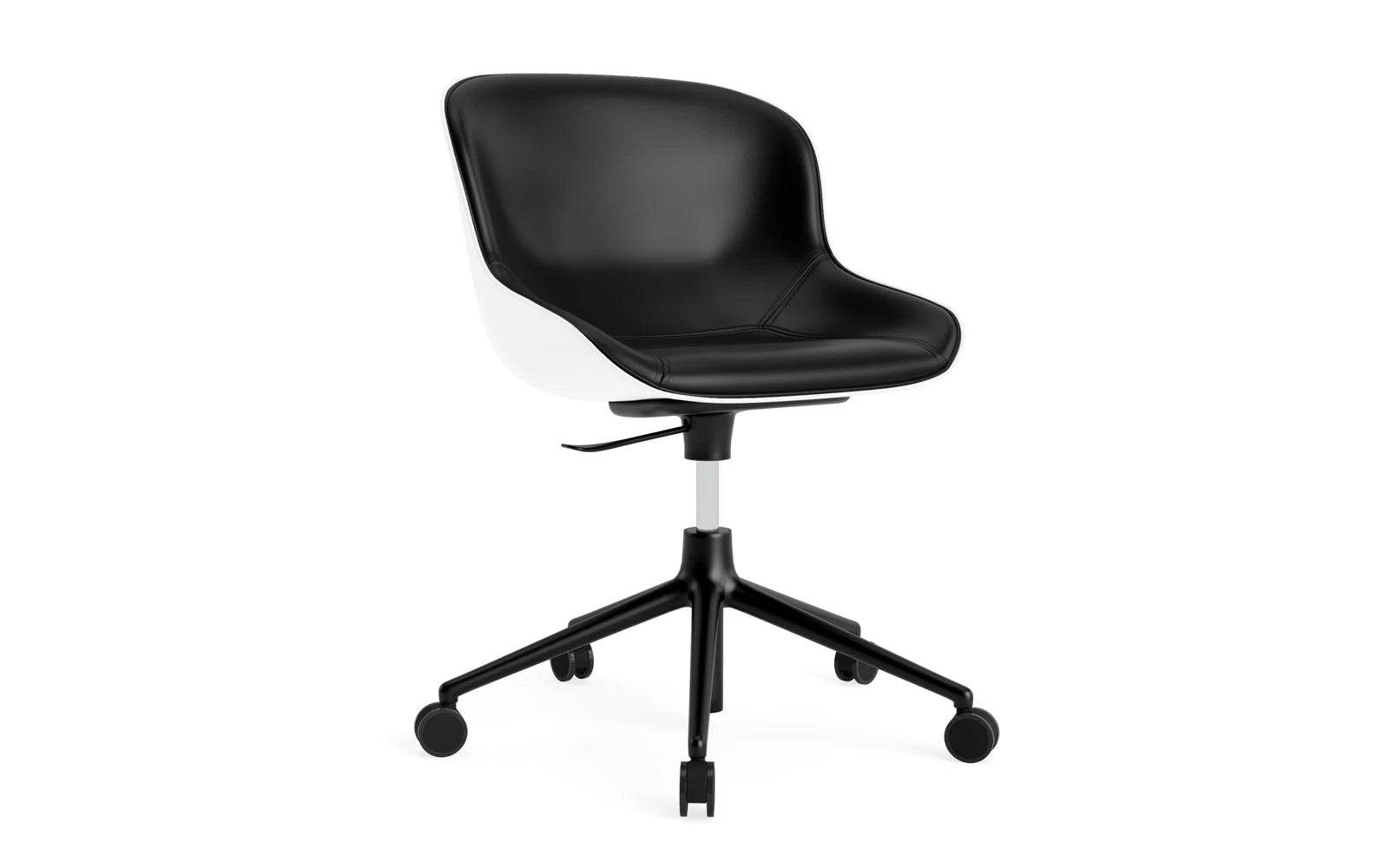 Hyg Drehsessel mit 5 Rollen Gas Lift Frontpolster Schwartz Alu Weiss/Ultra in Ultra 41599 präsentiert im Onlineshop von KAQTU Design AG. Sessel ist von Normann Copenhagen