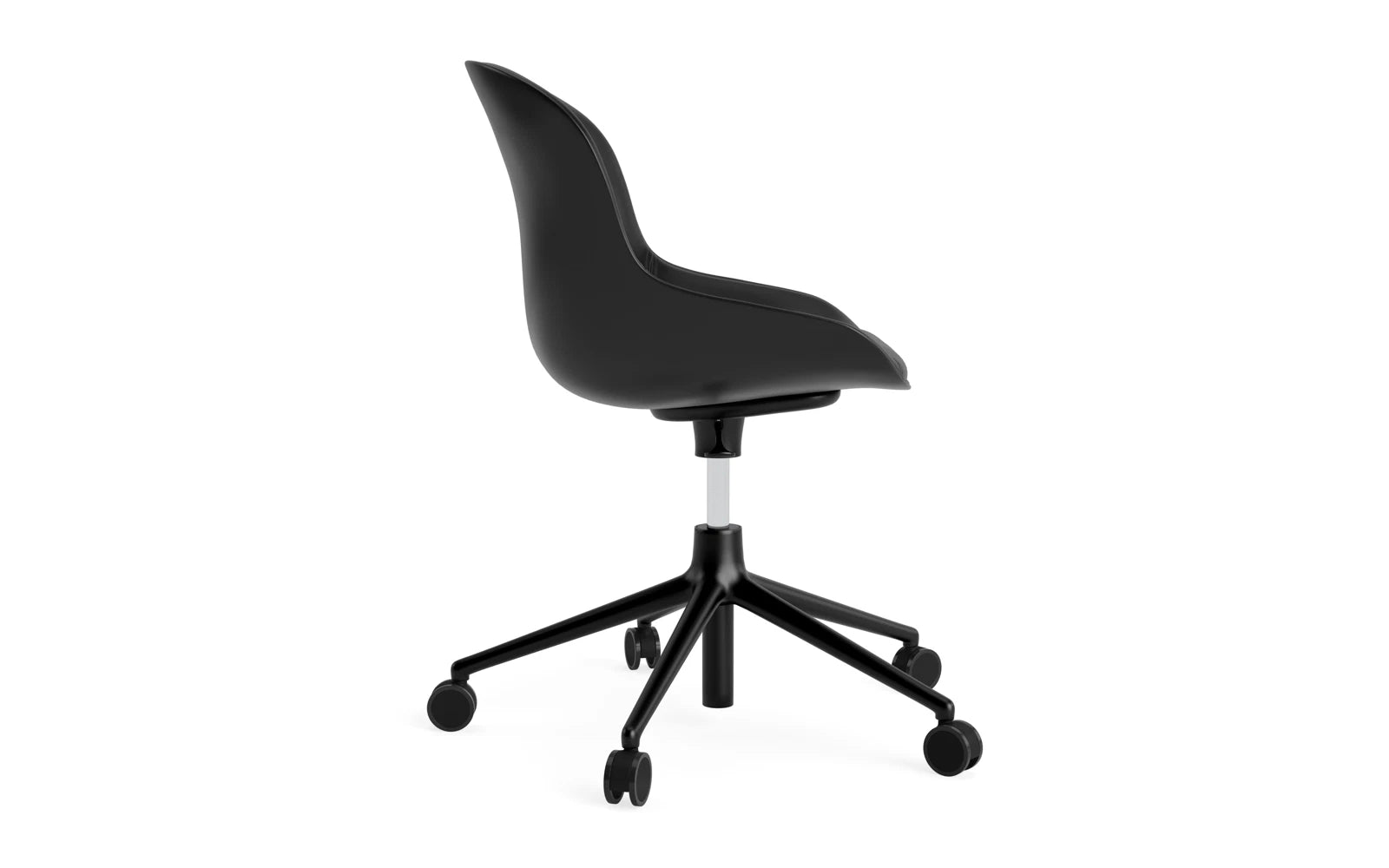 Hyg Drehsessel mit Rollen und Gaslift Frontpolster Schwartz Alu Schwartz/Ultra in Ultra 41599 präsentiert im Onlineshop von KAQTU Design AG. Sessel ist von Normann Copenhagen