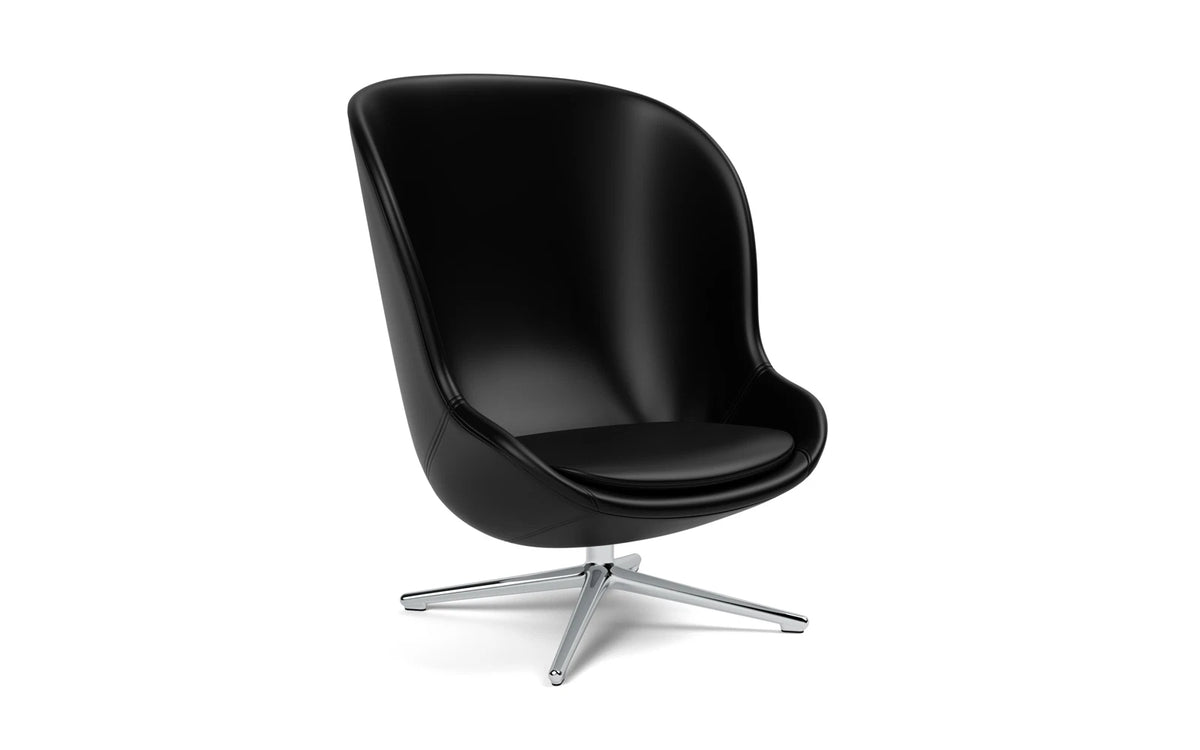 Hyg Lounge-Sessel Hoch mit Drehgestell Aluminium Ultra Leder in Ultra 41599 präsentiert im Onlineshop von KAQTU Design AG. Drehsessel ist von Normann Copenhagen