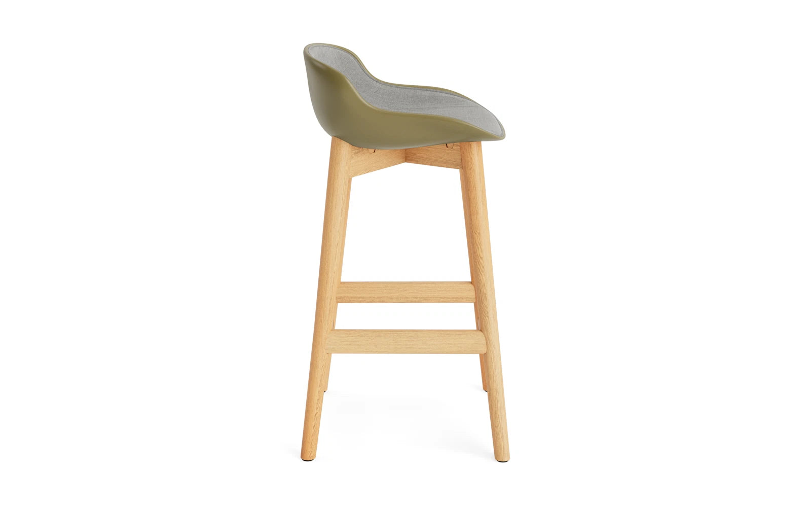 Hyg Barhocker 65 cm Polster Eiche Olive/Remix in Remix 133 präsentiert im Onlineshop von KAQTU Design AG. Barstuhl ist von Normann Copenhagen