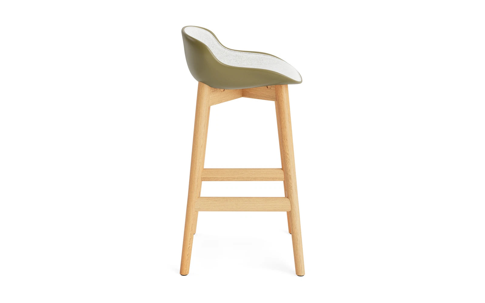 Hyg Barhocker 65 cm Polster Eiche Olive/Hallingdal in Hallingdal 110 präsentiert im Onlineshop von KAQTU Design AG. Barstuhl ist von Normann Copenhagen
