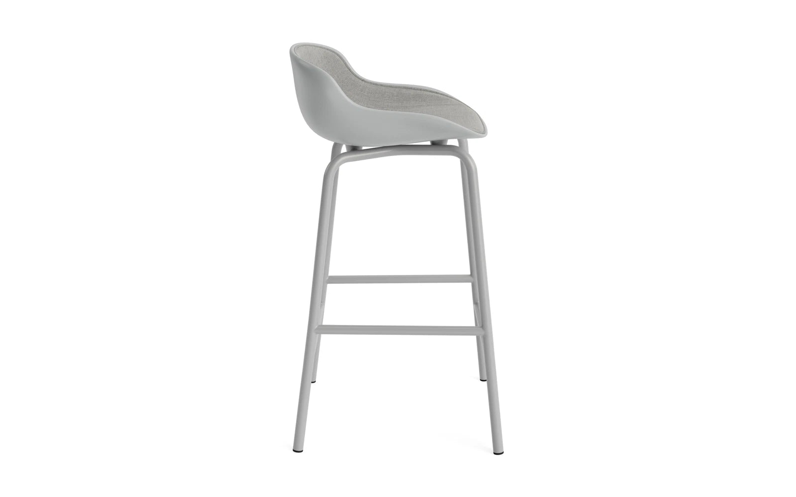 Hyg Barhocker 65 cm Frontpolster Grau Stahl Grau/Remix in Remix 133 präsentiert im Onlineshop von KAQTU Design AG. Barstuhl ist von Normann Copenhagen