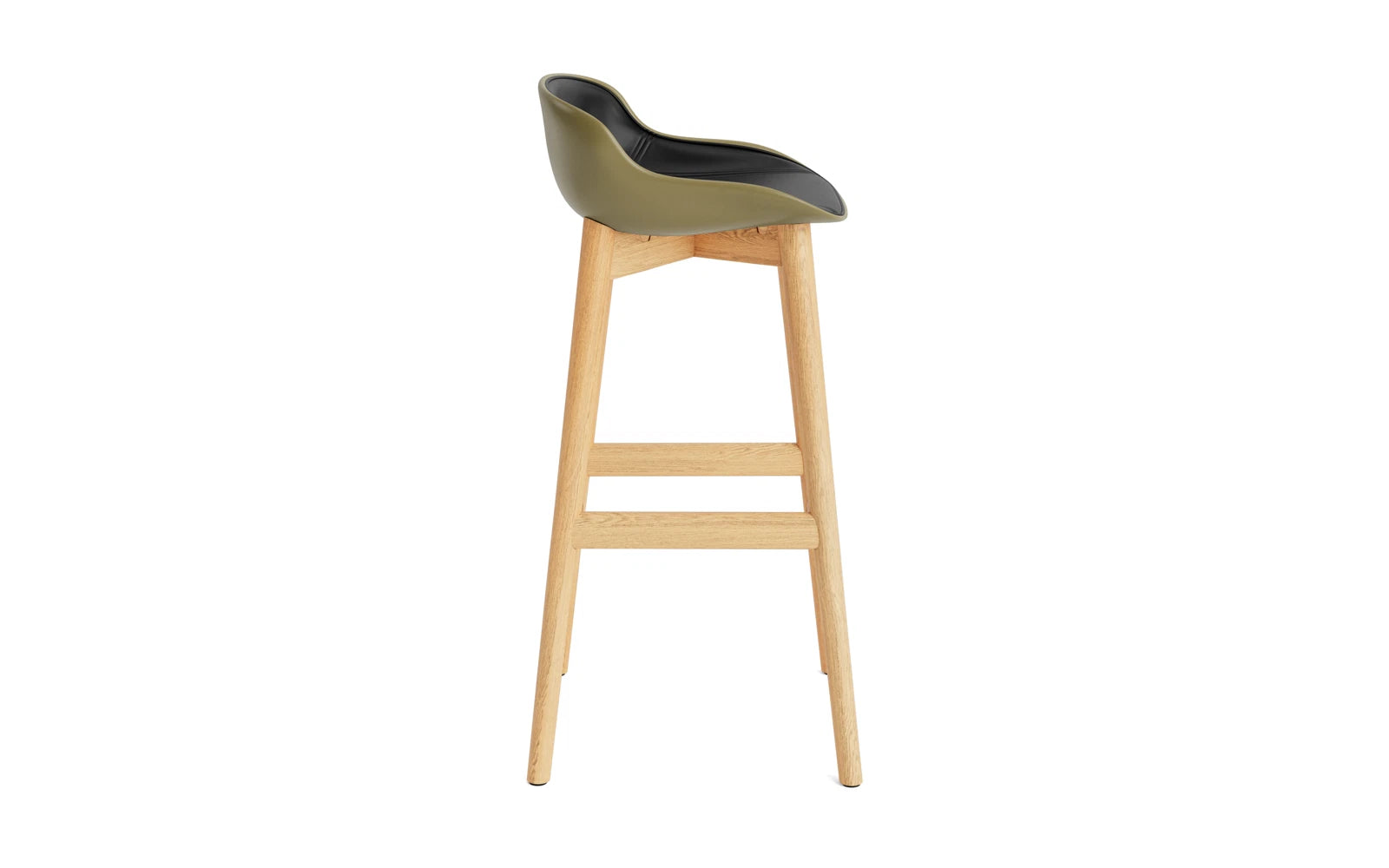 Hyg Barhocker 75 cm Polster Eiche olive/Ultra in Ultra 41599 präsentiert im Onlineshop von KAQTU Design AG. Barstuhl ist von Normann Copenhagen