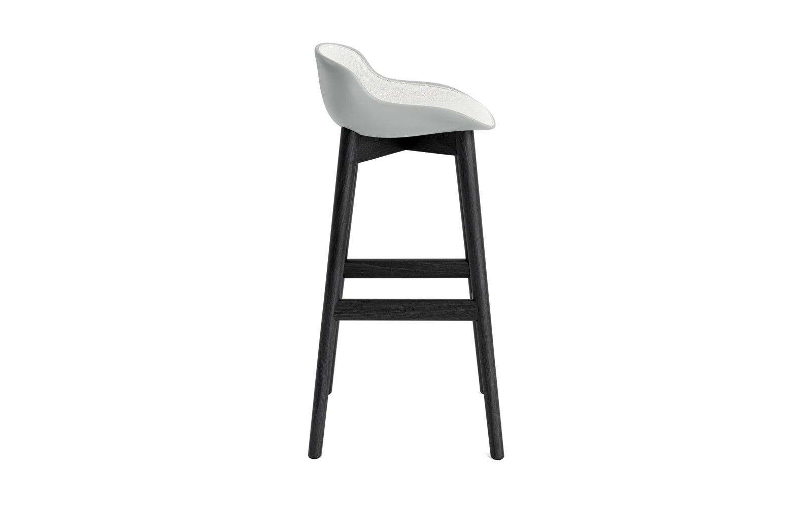 Hyg Barhocker 75 cm Polster Schwartze Eiche Grau/Hallingdal in Hallingdal 110 präsentiert im Onlineshop von KAQTU Design AG. Barstuhl ist von Normann Copenhagen