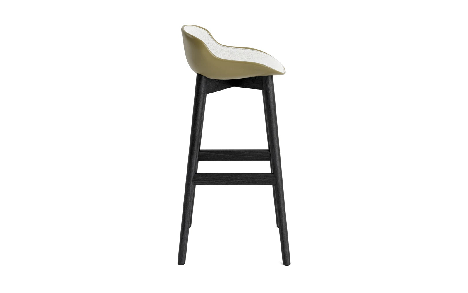 Hyg Barhocker 75 cm Polster Schwarze Eiche olive/Hallingdal in Hallingdal 110 präsentiert im Onlineshop von KAQTU Design AG. Barstuhl ist von Normann Copenhagen