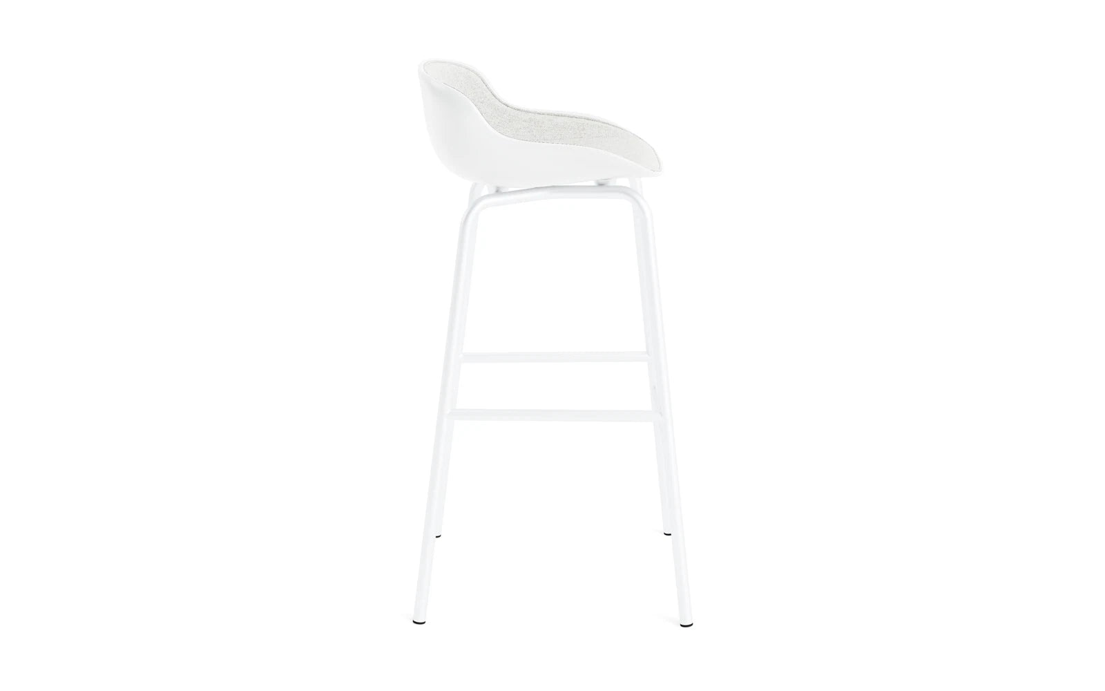 Hyg Barhocker 75 cm Frontpolster Weiß Stahl Weiß/Hallingdal in Hallingdal 110 präsentiert im Onlineshop von KAQTU Design AG. Barstuhl ist von Normann Copenhagen