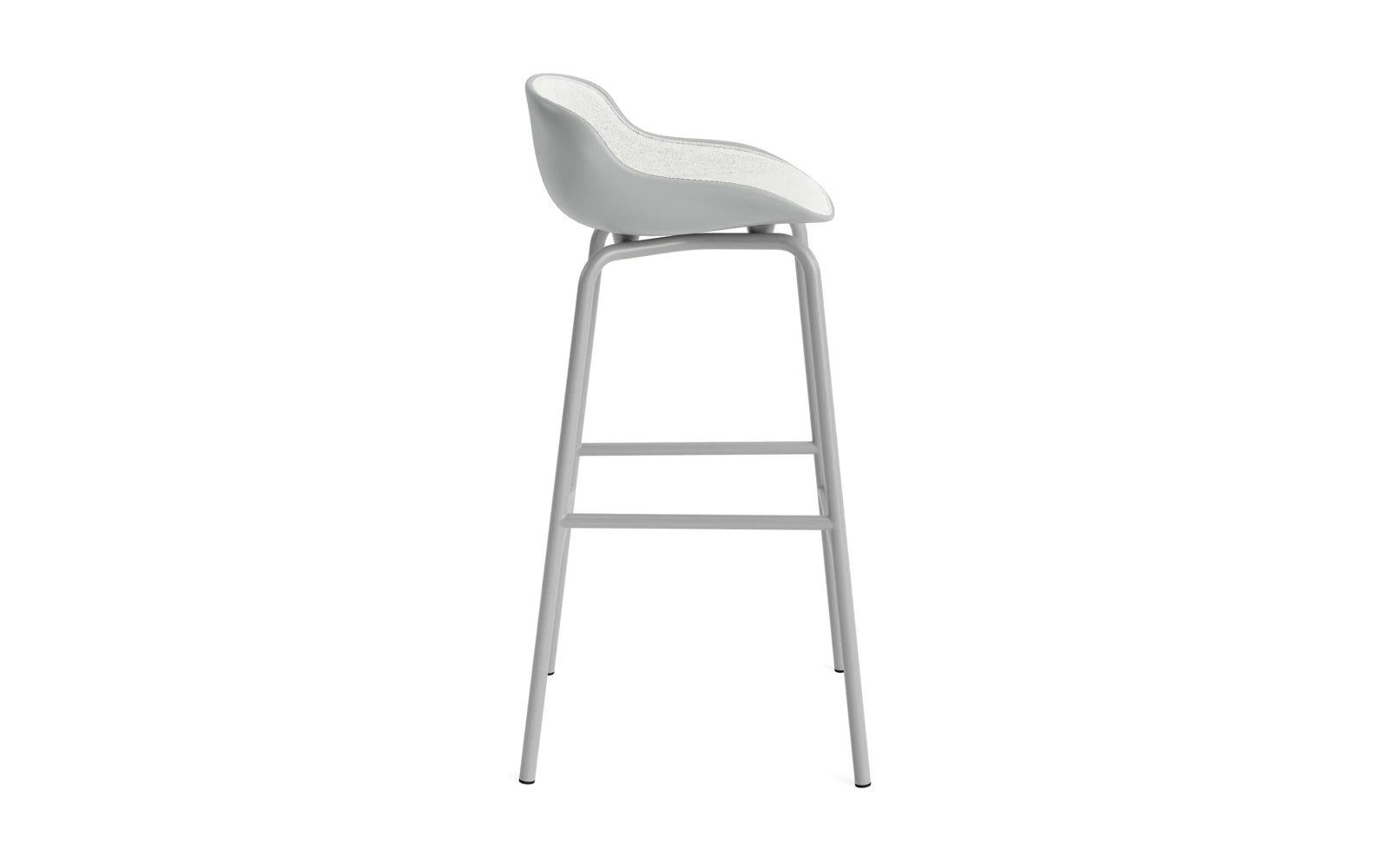 Hyg Barhocker 75 cm Frontpolster Grau Stahl Grau/Hallingdal in Hallingdal 110 präsentiert im Onlineshop von KAQTU Design AG. Barstuhl ist von Normann Copenhagen