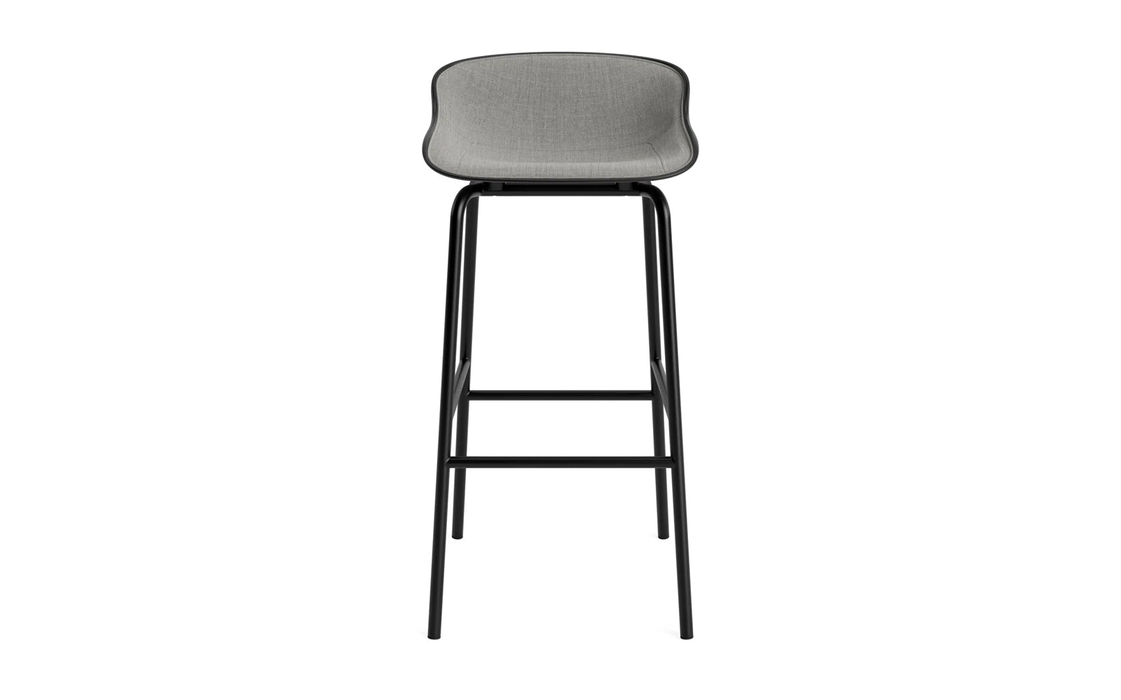 Hyg Barhocker 75 cm Frontpolster Schwartze Stahl Schwartz/Remix in Remix 133 präsentiert im Onlineshop von KAQTU Design AG. Barstuhl ist von Normann Copenhagen
