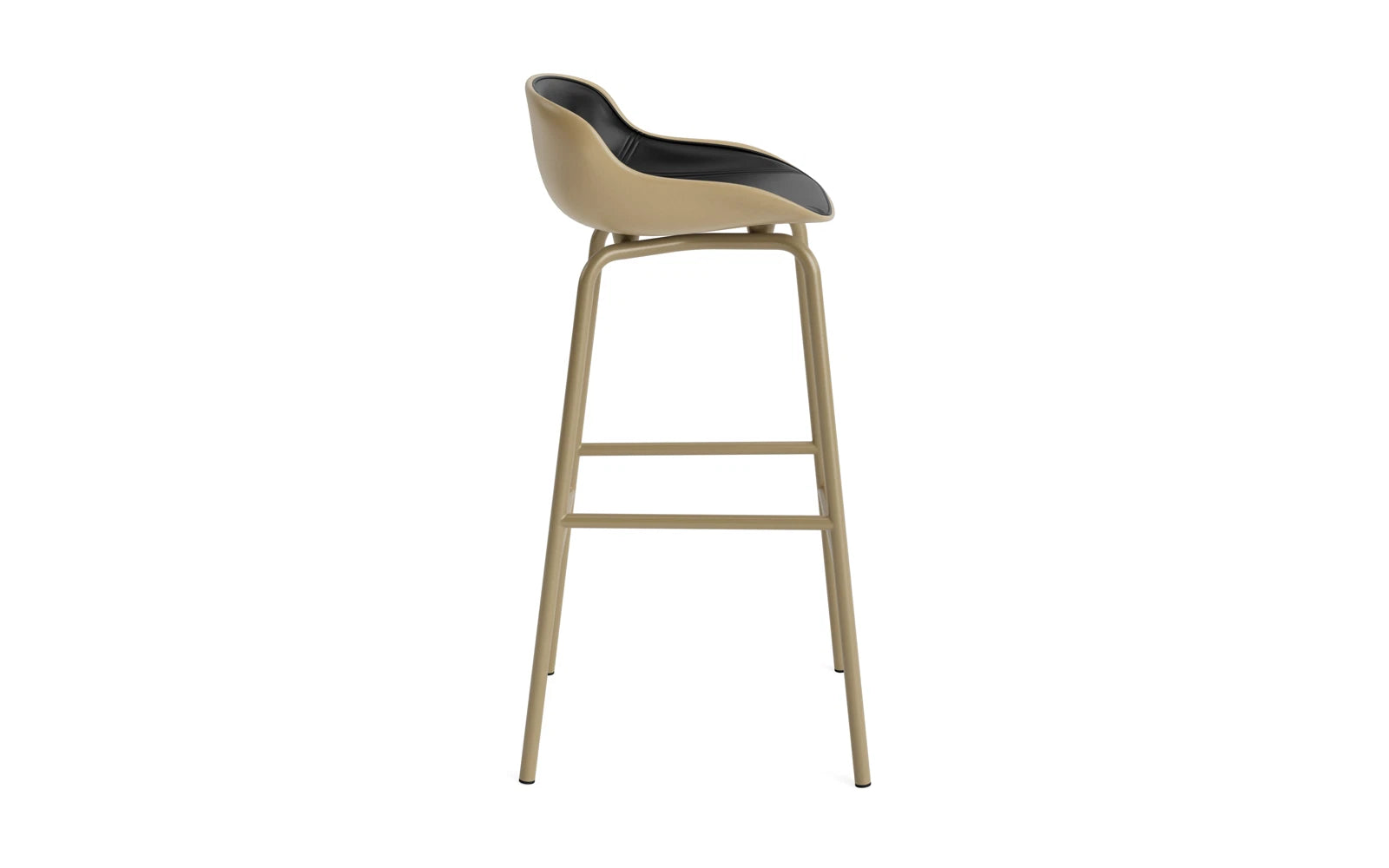 Hyg Barhocker 75 cm Frontpolster Stahl Sand/Ultra in Ultra 41599 präsentiert im Onlineshop von KAQTU Design AG. Barstuhl ist von Normann Copenhagen