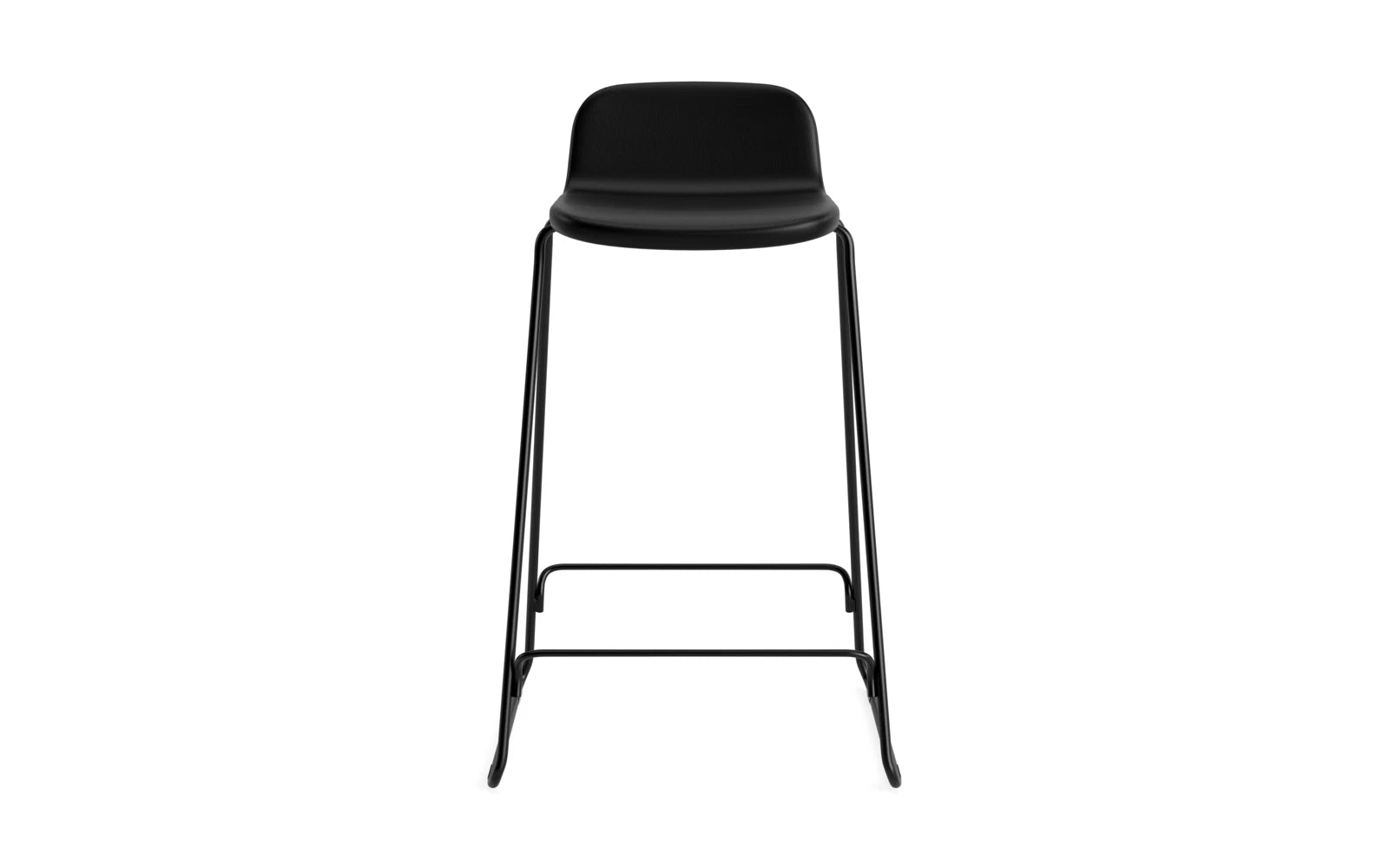 Just Barhocker 65 cm mit Lehne, gepolstert, schwarzer Stahl Ultra Leder in Ultra 41599 präsentiert im Onlineshop von KAQTU Design AG. Barstuhl ist von Normann Copenhagen